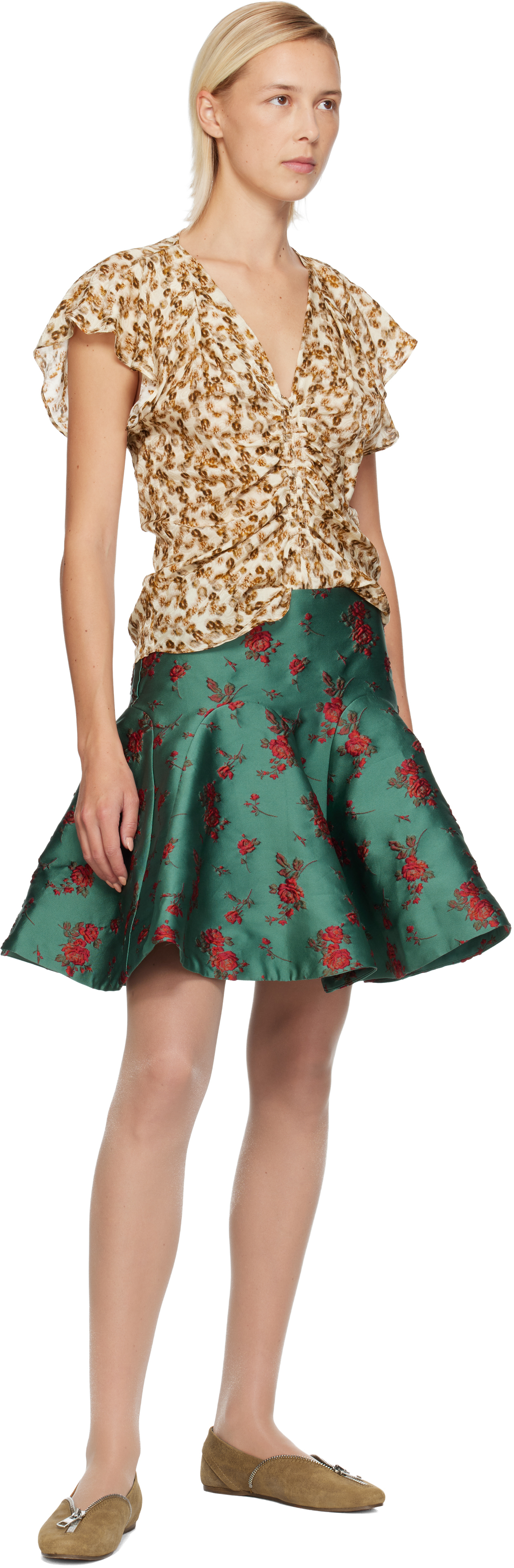 Edward Cuming Green Wallpaper Gala Midi Skirt In Green