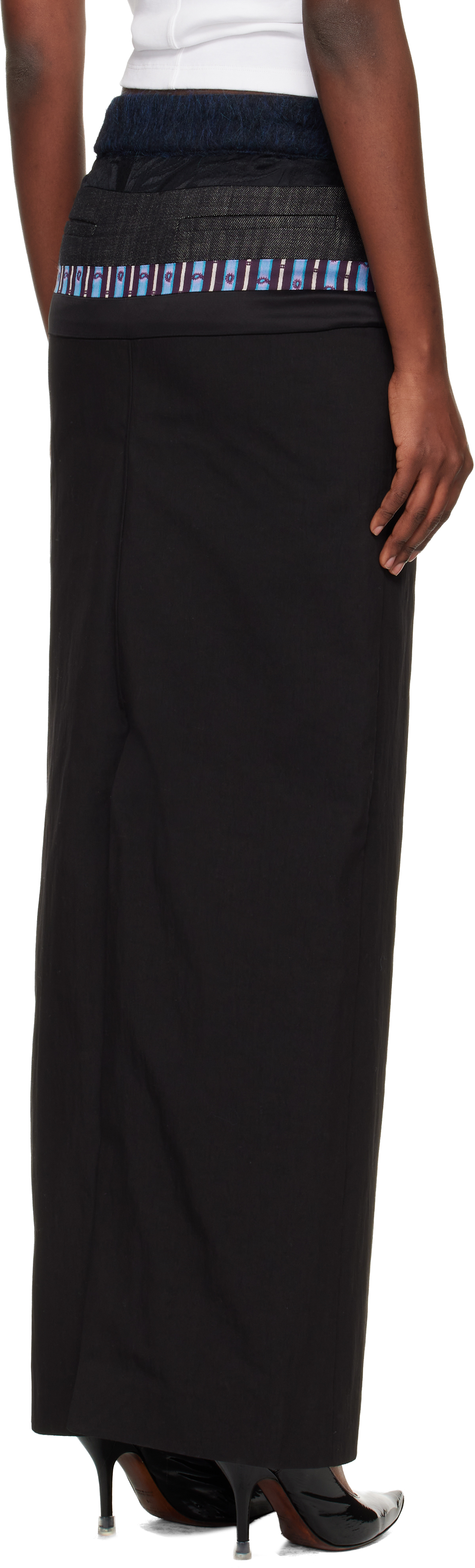 Edward Cuming Black Stacked Tailored Midi Skirt In Multi