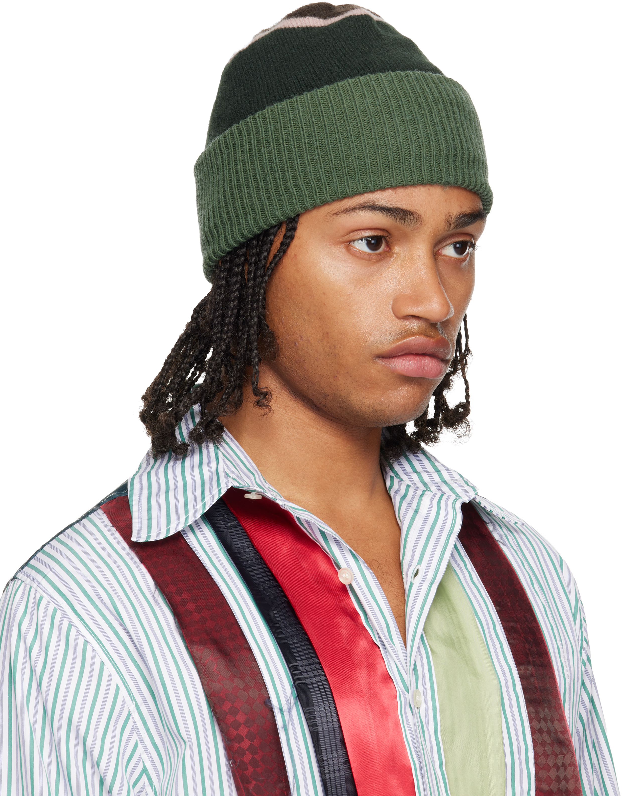 Edward Cuming Green Top-view Beanie In Green