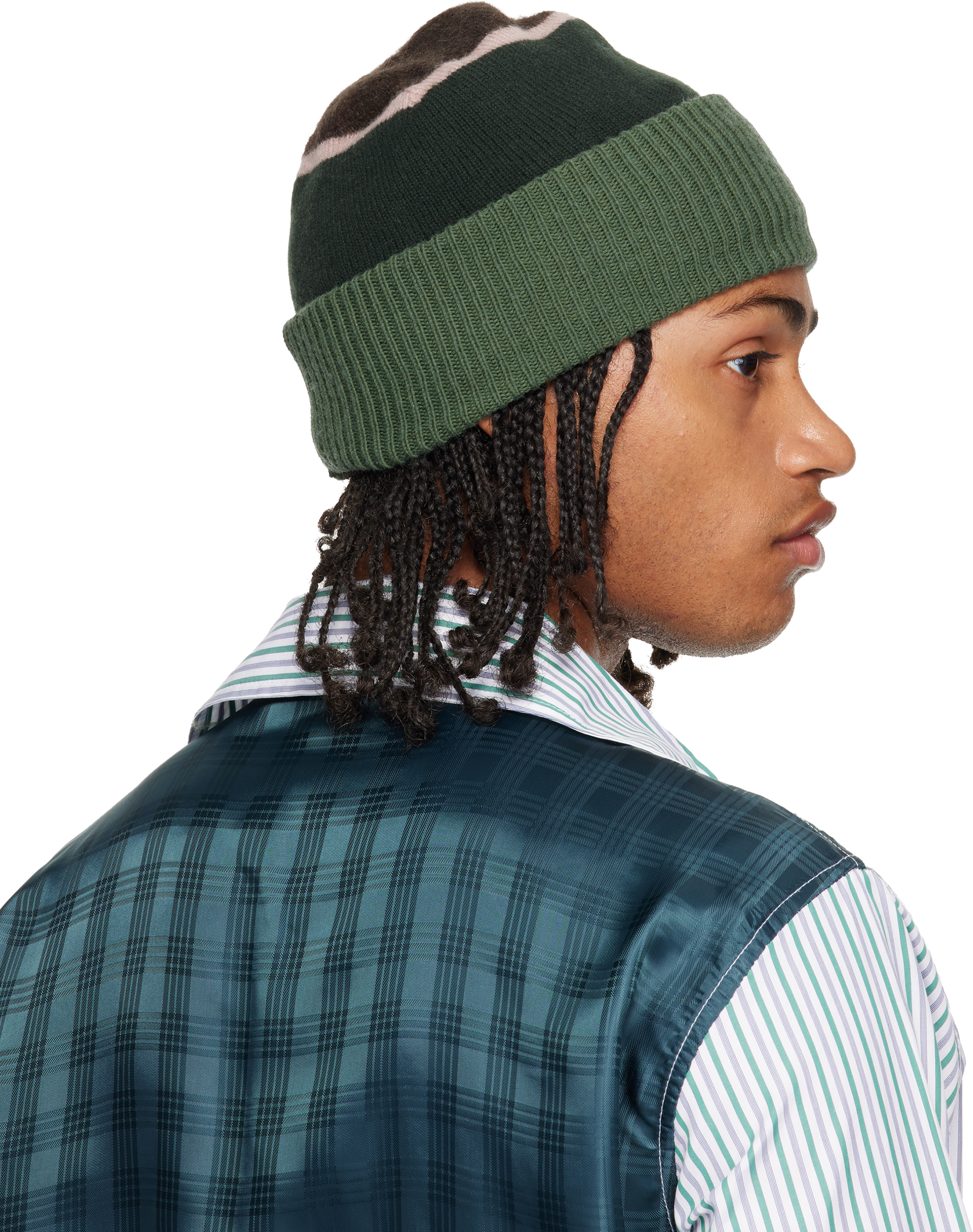 Edward Cuming Green Top-view Beanie In Green