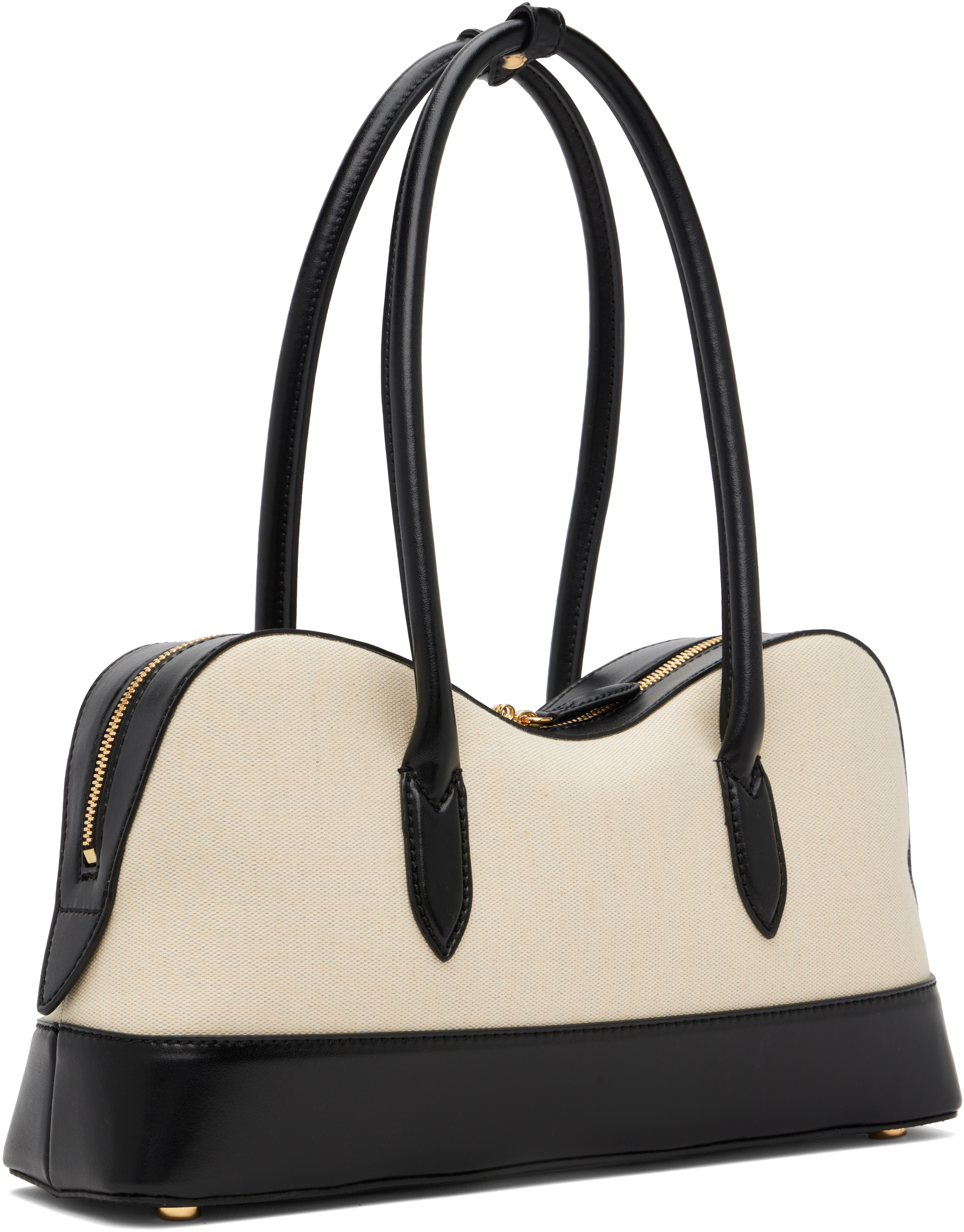Stella Mccartney Beige & Black Ryder Canvas Shoulder Bag In Neutral