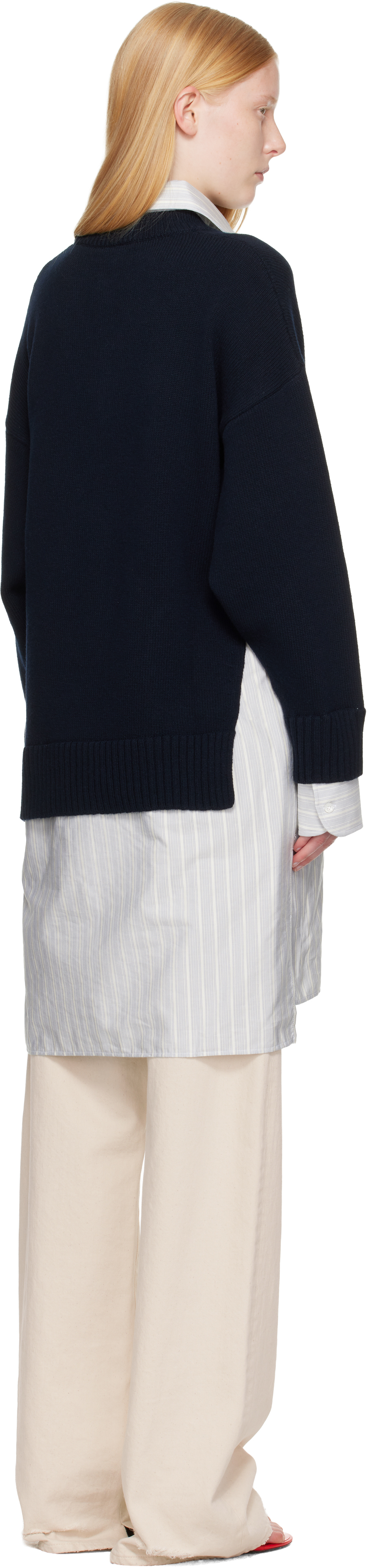 Stella Mccartney Navy Crewneck Jumper Shirt Midi Dress
