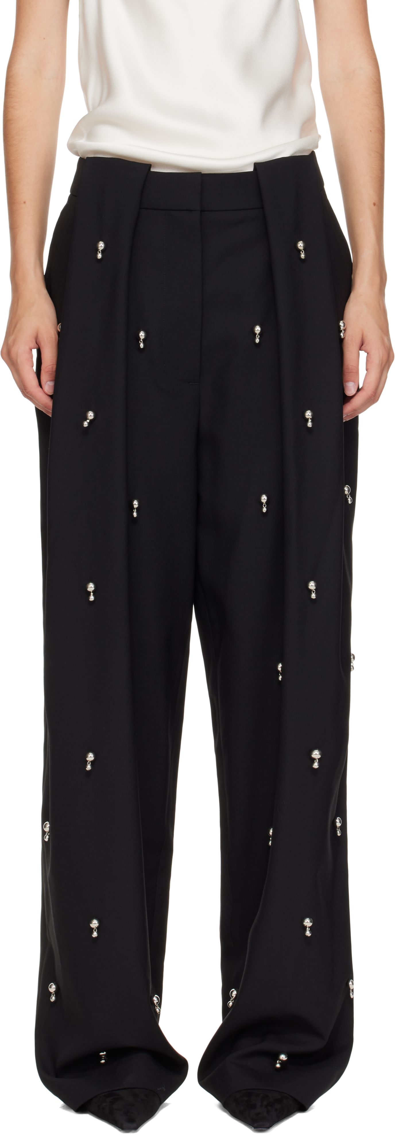 Black Sphere Embroidered Balloon Trousers