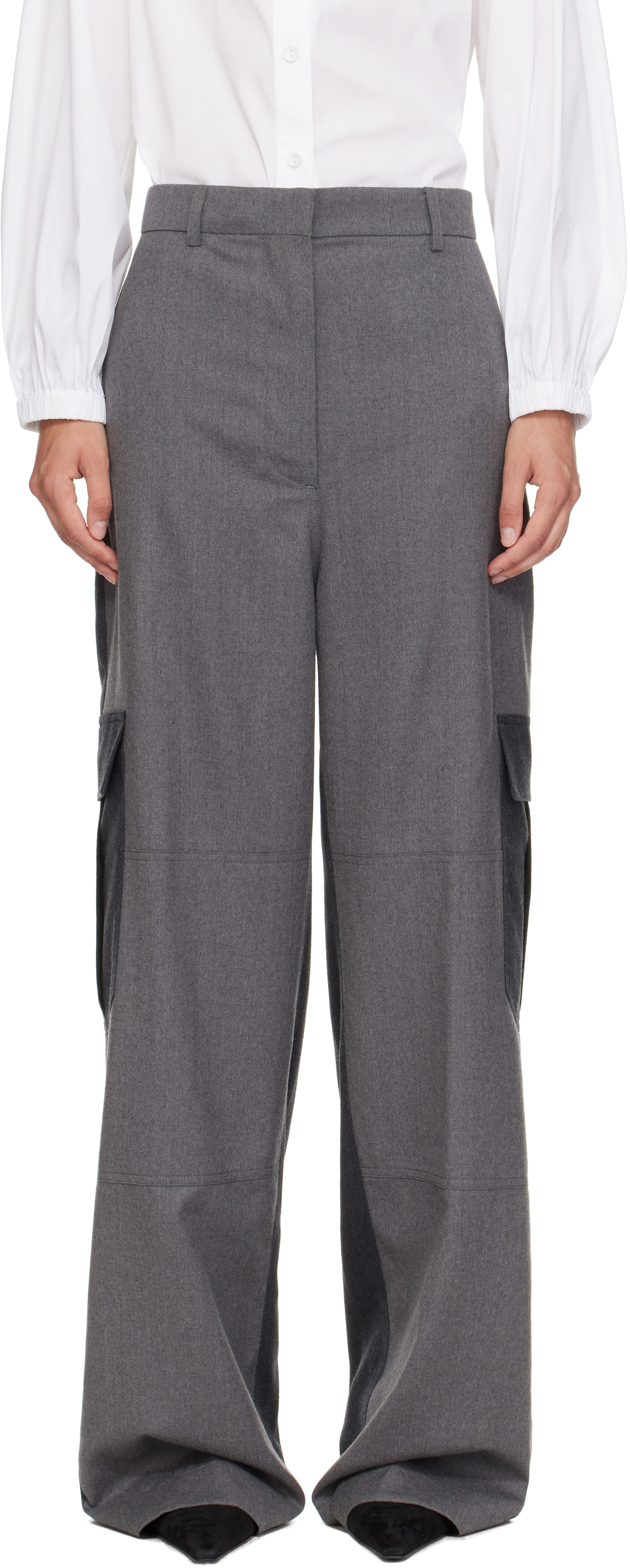 Gray Paneled Slouchy Cargo Pants by Stella McCartney on Sale