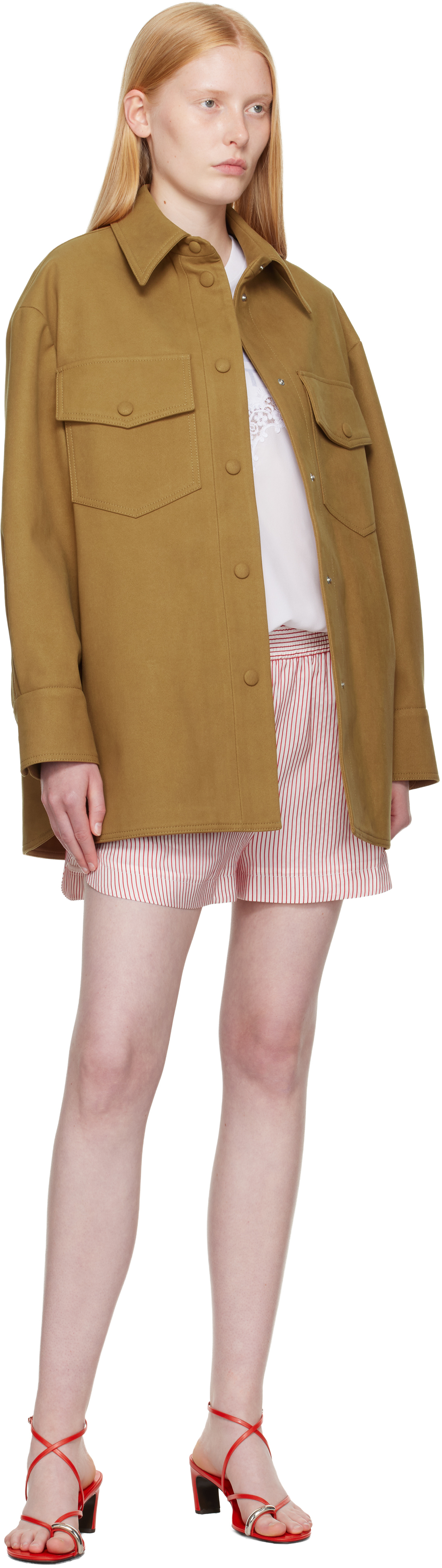 Stella Mccartney Alter Faux-suede Overshirt In Brown