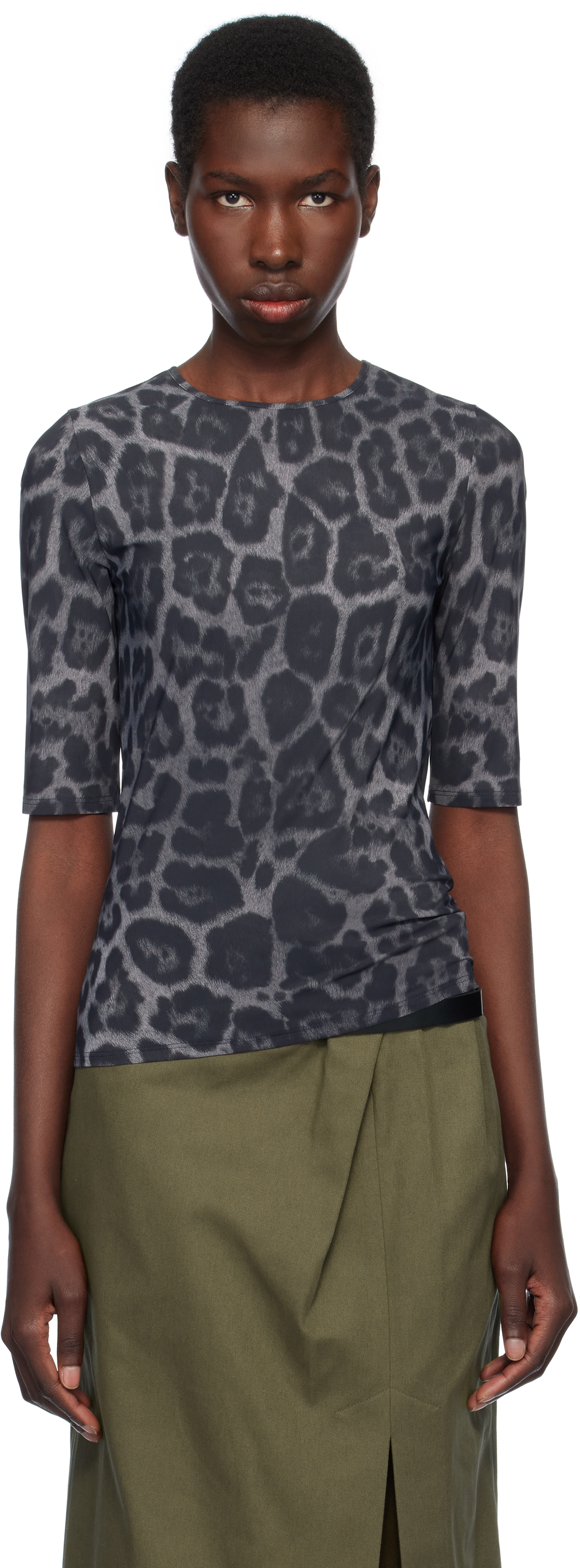 Gray Leopard Print T-shirt