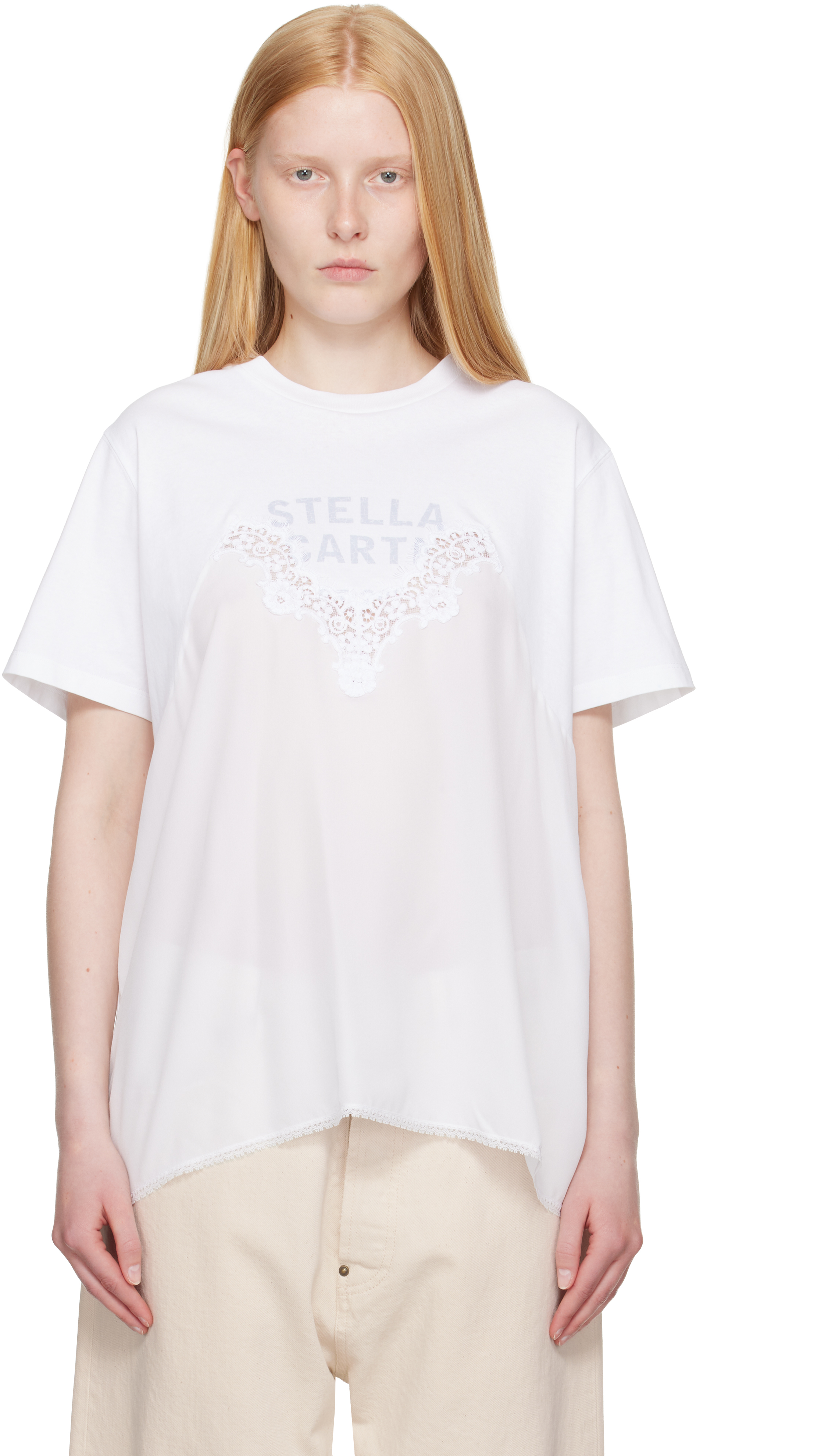 Stella Mccartney Lace-insert Graphic Boxy T-shirt