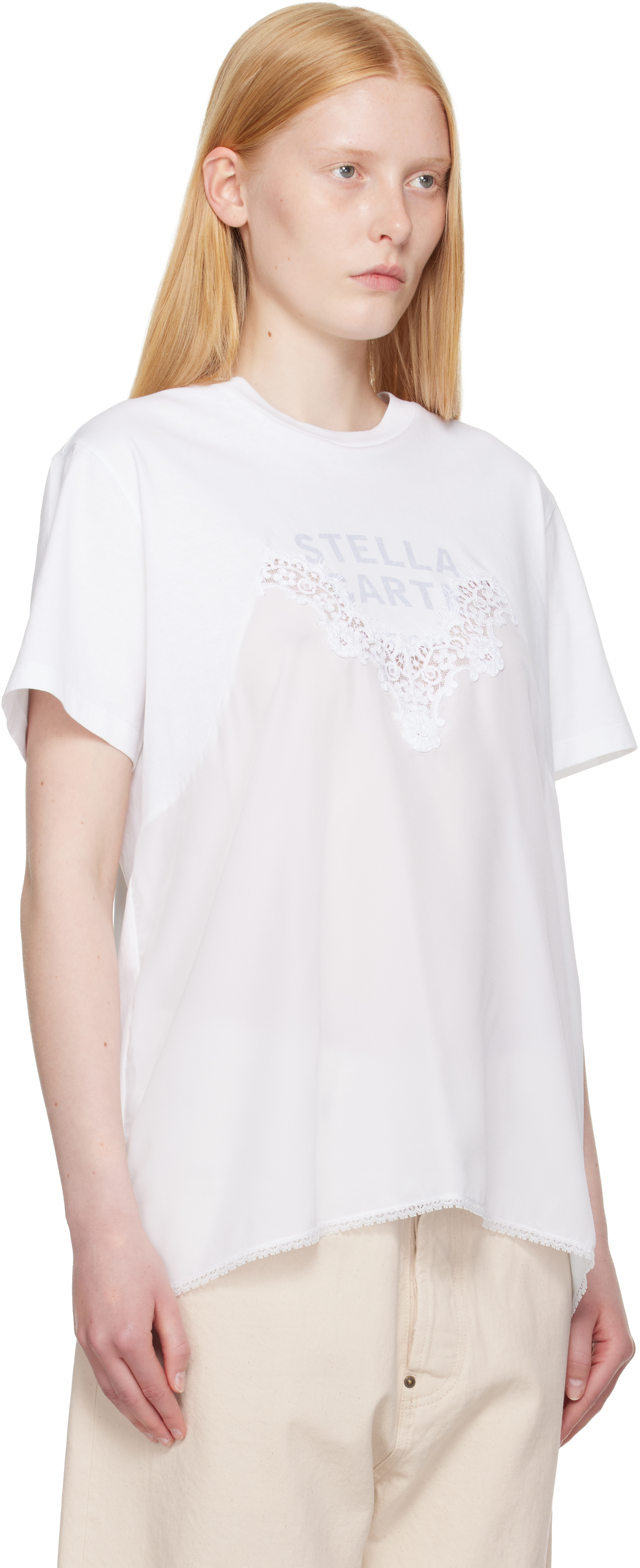 Stella Mccartney Lace-insert Graphic Boxy T-shirt