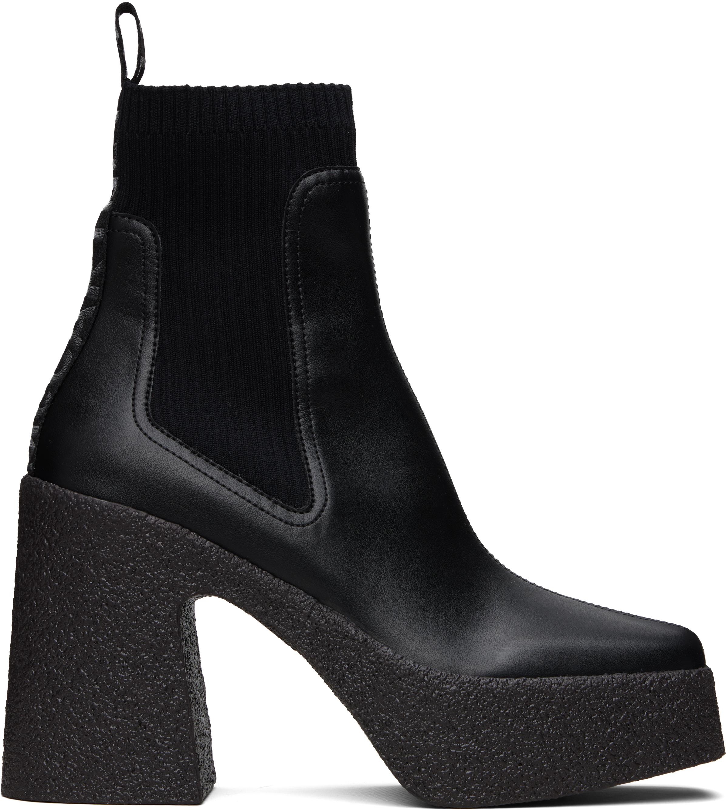 Stella Mccartney Black Skyla Heeled Sock Chelsea Boots In Black