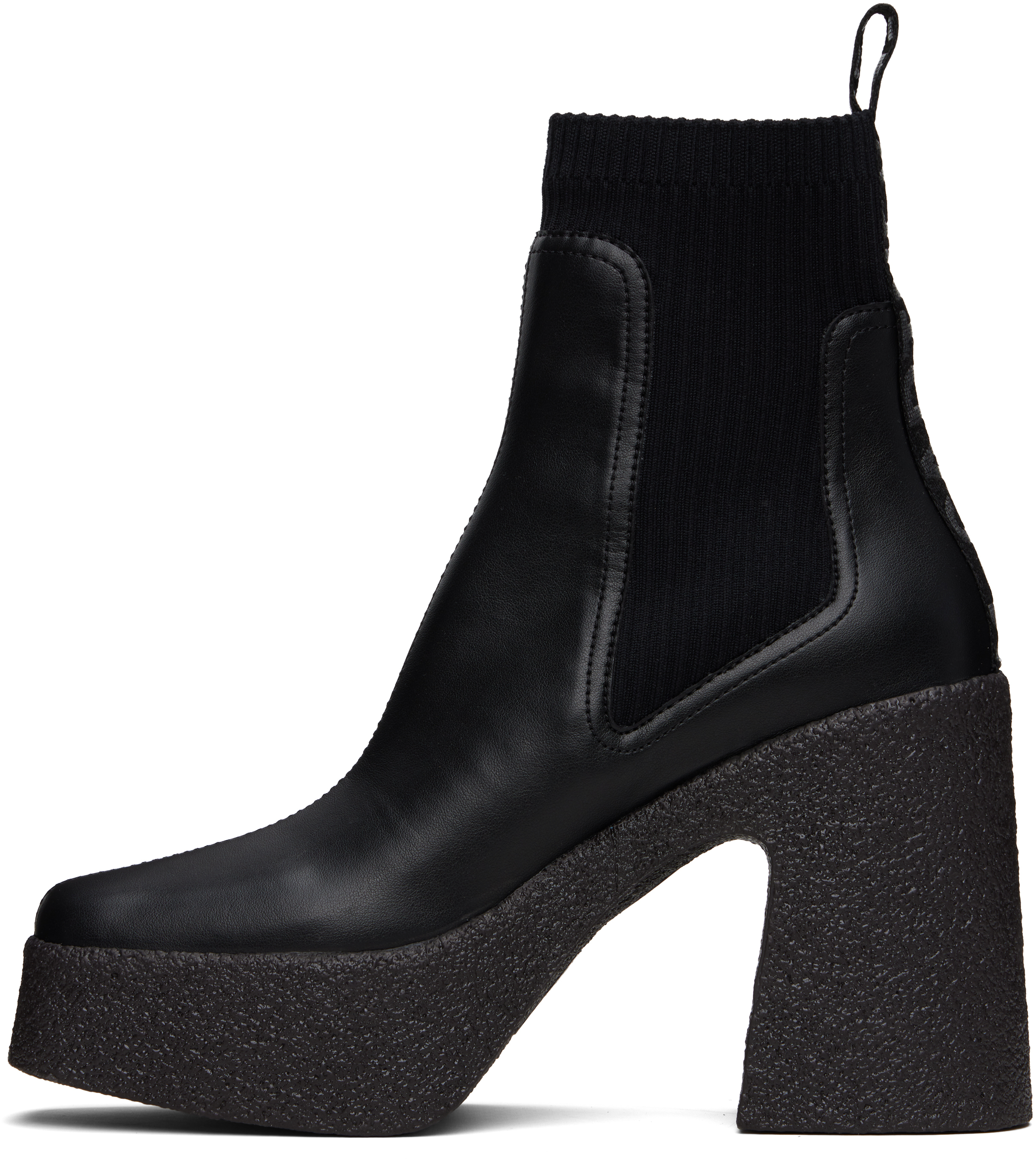 Stella Mccartney Black Skyla Heeled Sock Chelsea Boots In Black