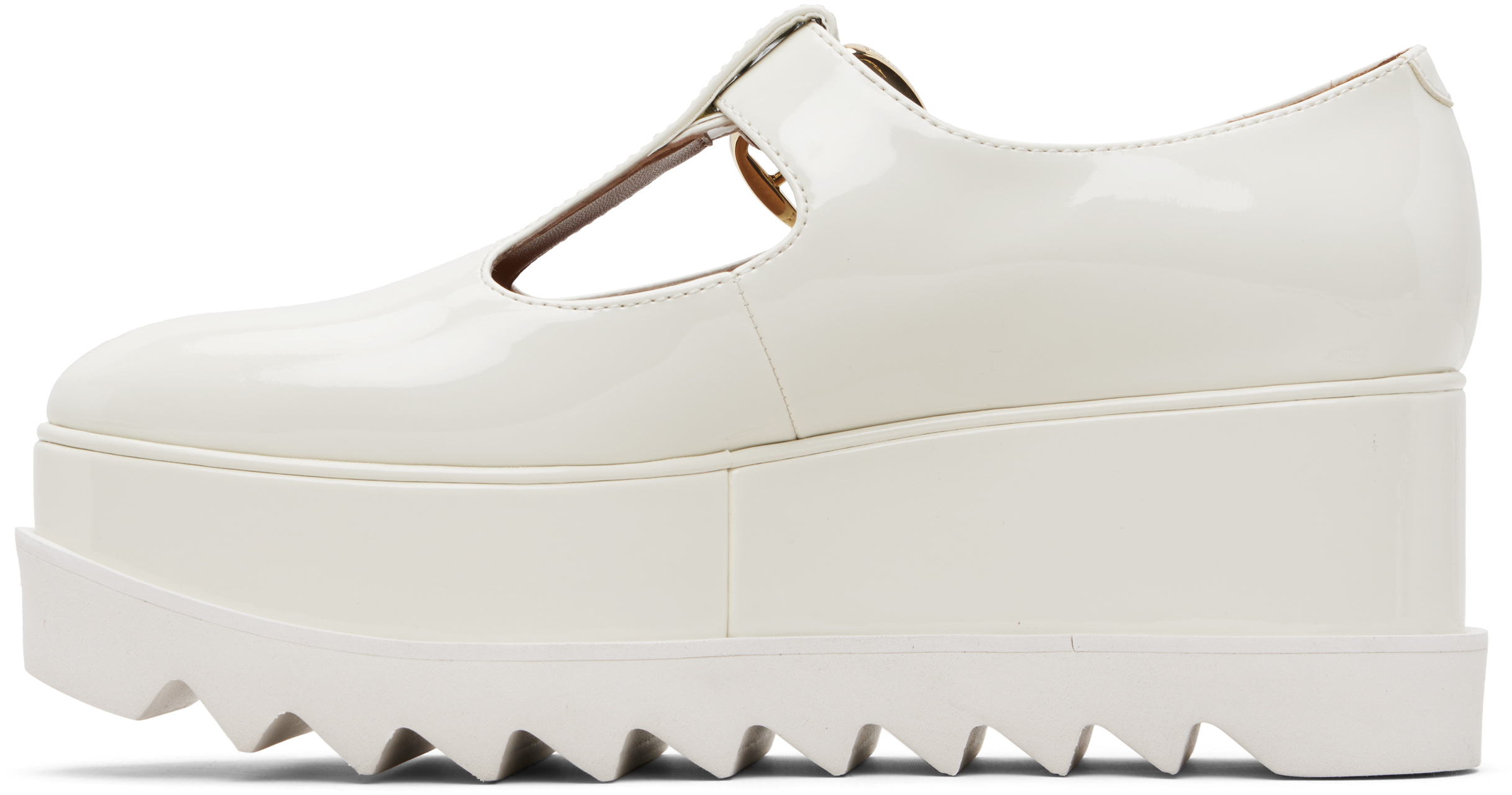 Stella Mccartney White Elyse T-bar Platform Mary Jane Derbys In White