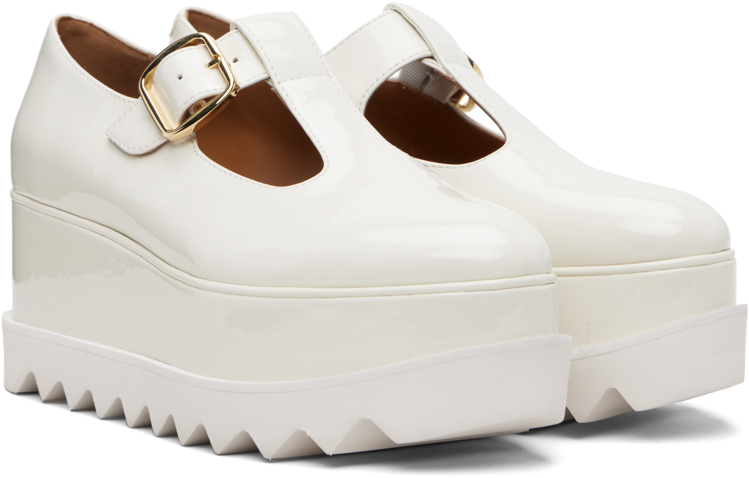Stella Mccartney White Elyse T-bar Platform Mary Jane Derbys In White