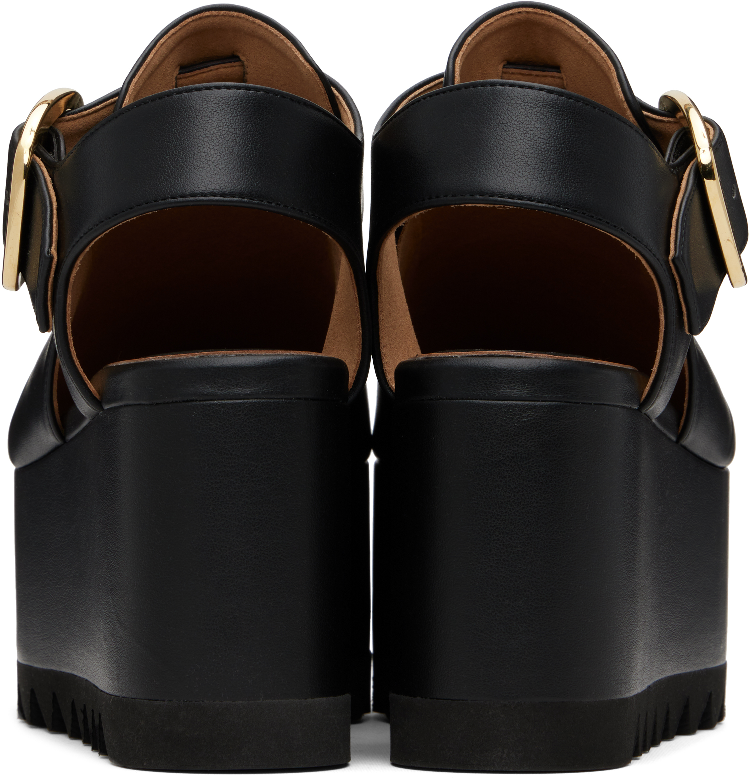 Stella Mccartney Black Elyse Closed-toe T-bar Platform Sandals In Black