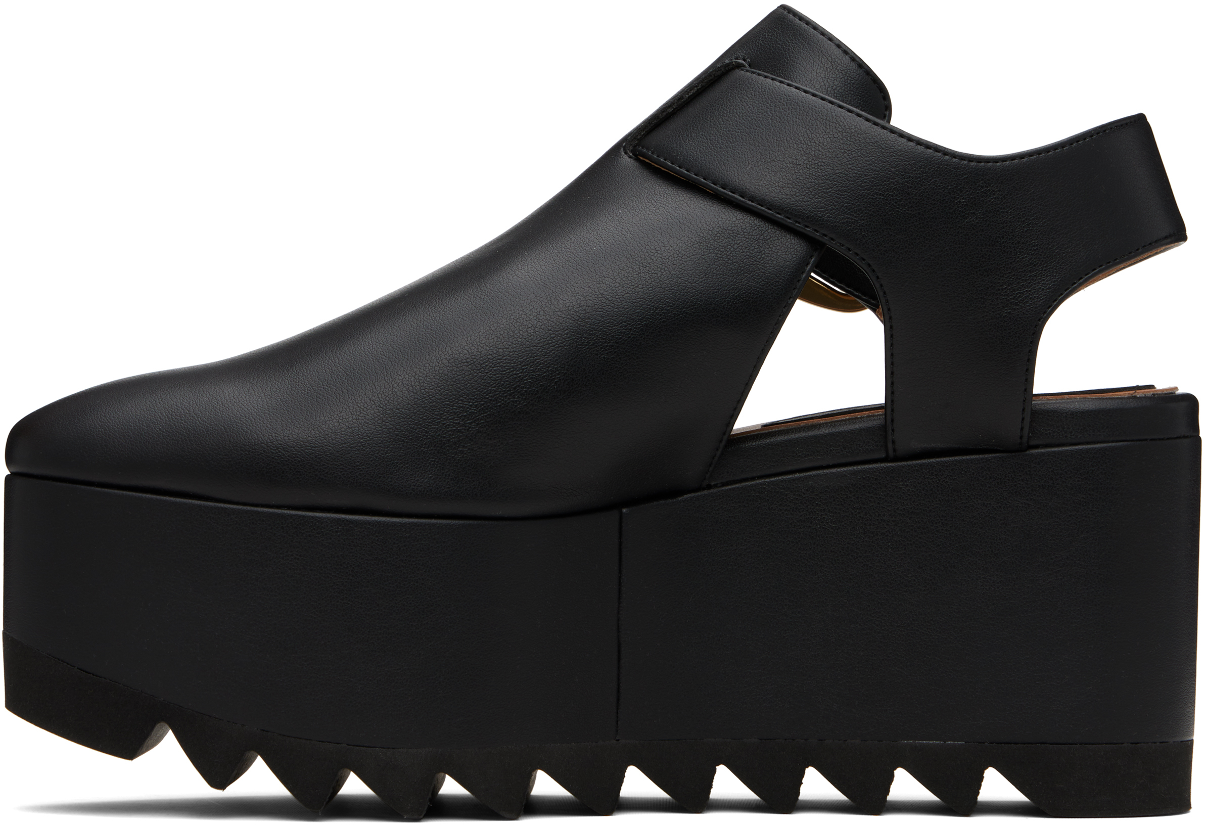 Stella Mccartney Black Elyse Closed-toe T-bar Platform Sandals In Black