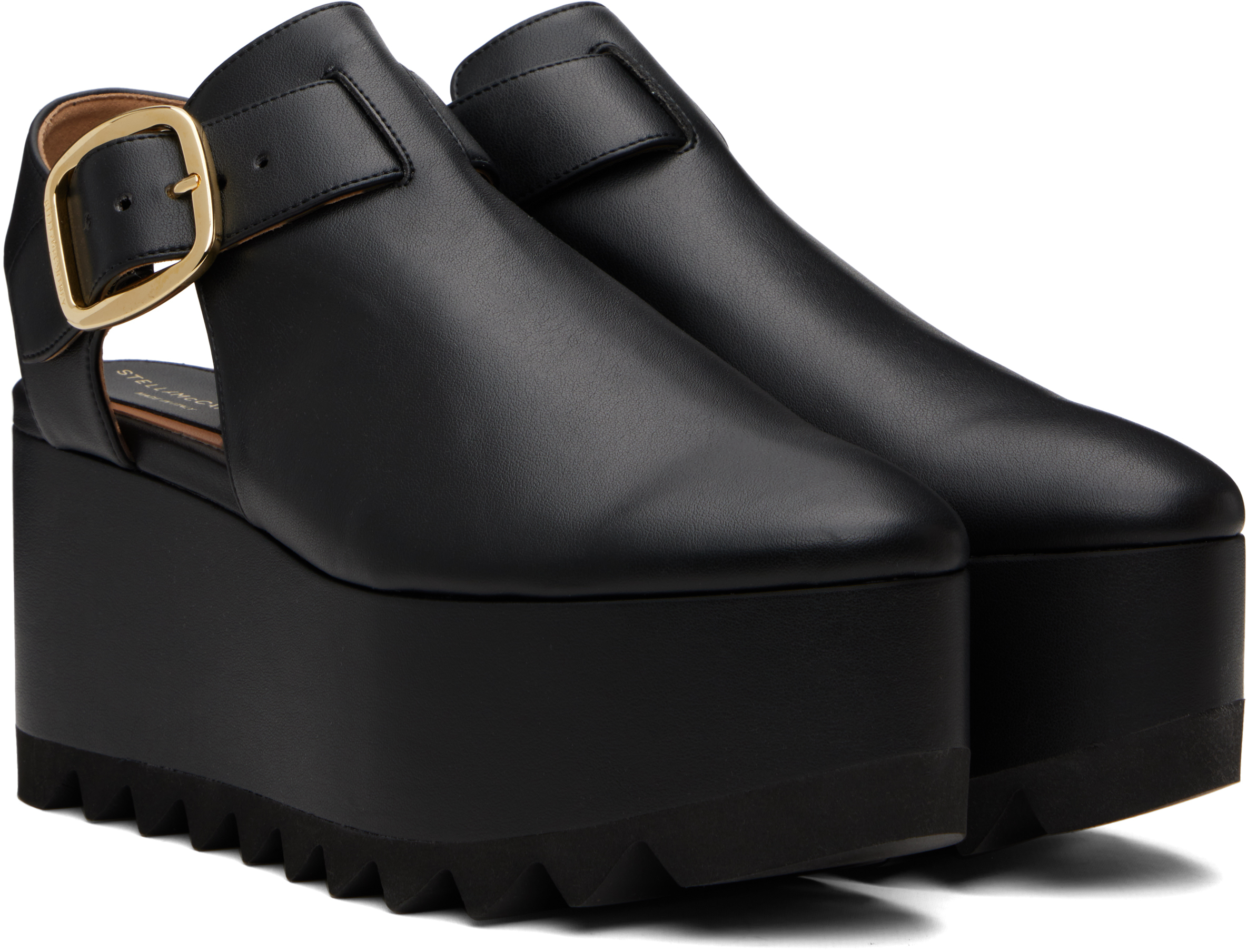 Stella Mccartney Black Elyse Closed-toe T-bar Platform Sandals In Black