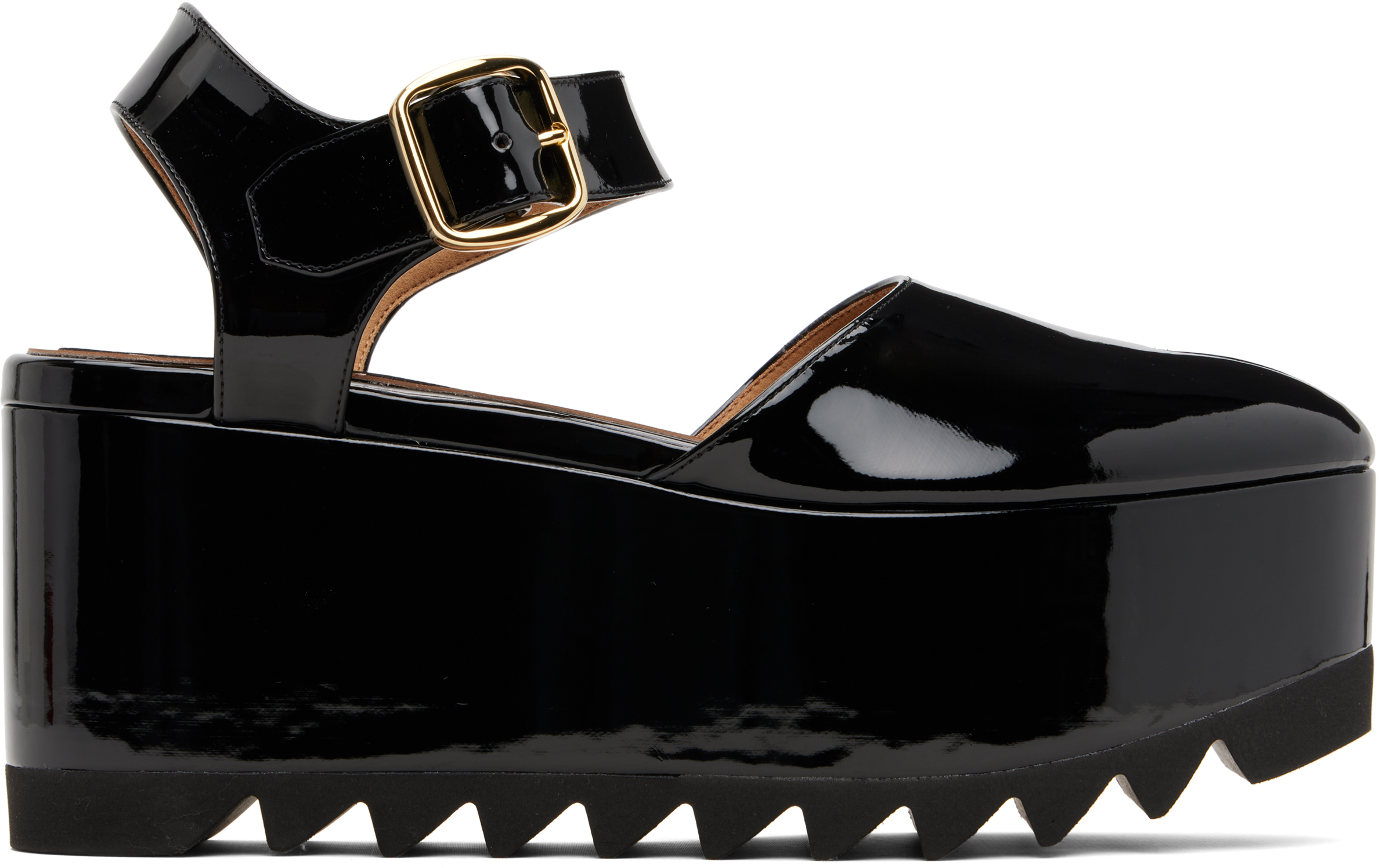 Stella Mccartney Black Elyse Patent Platform Sandals In Black