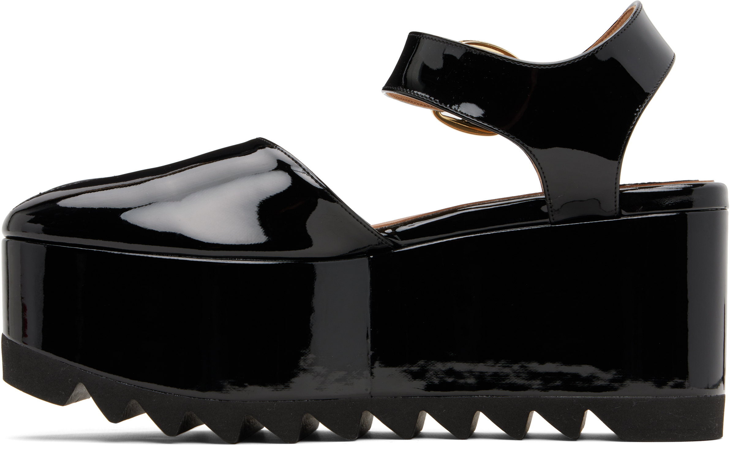 Stella Mccartney Black Elyse Patent Platform Sandals In Black