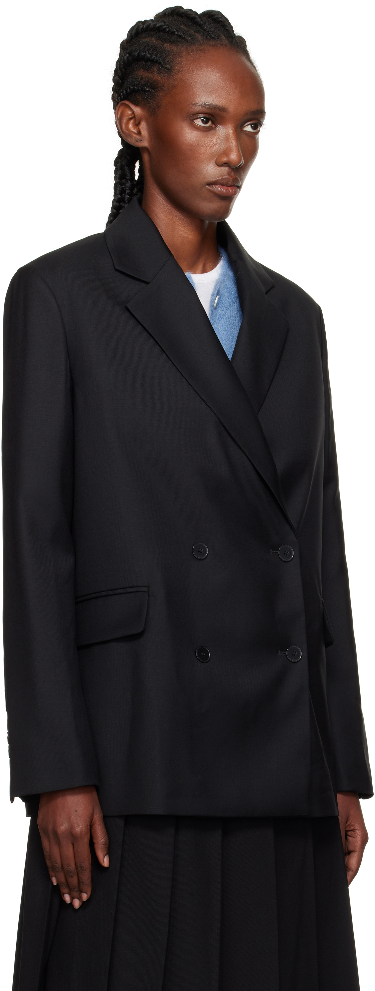 Loulou De Saison Black Donau Lds Virgin Wool Blazer In Black