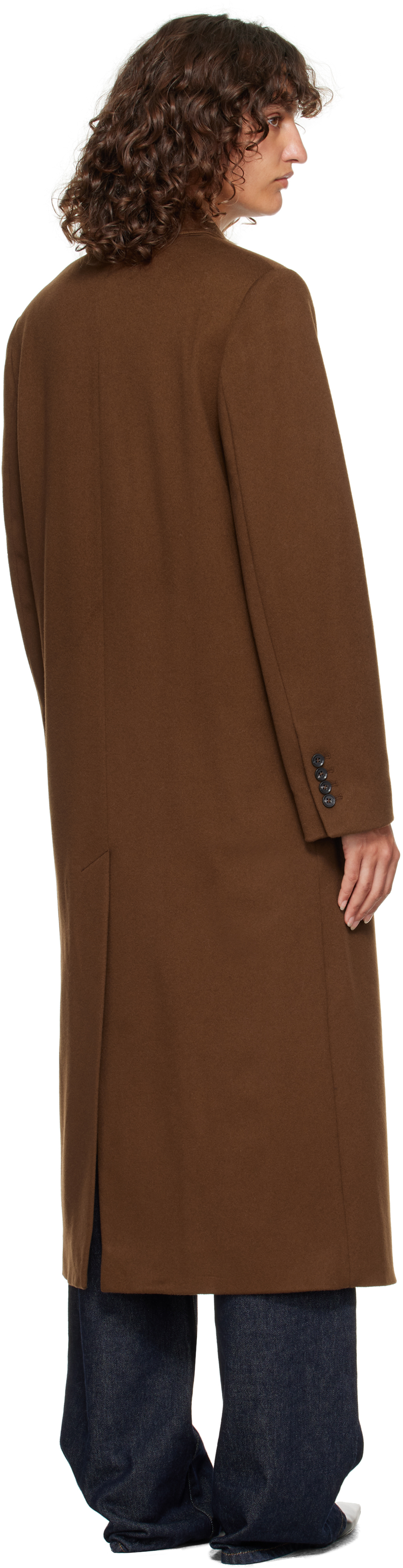 Loulou De Saison Peak Lapel Double-breasted Coat In Brown