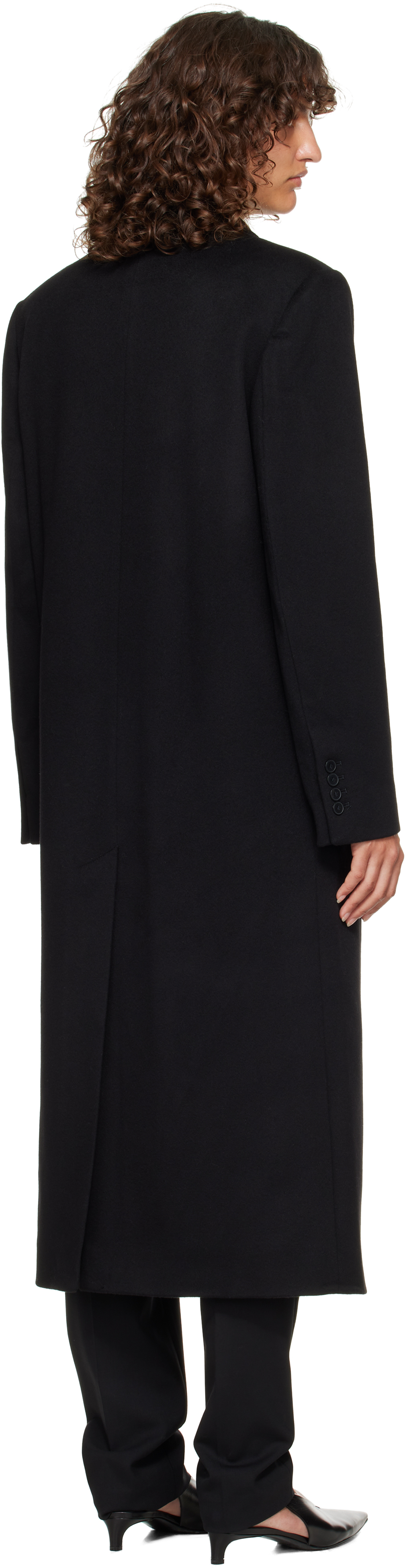 Loulou De Saison Black Rosco Double Breasted Long Coat In Black