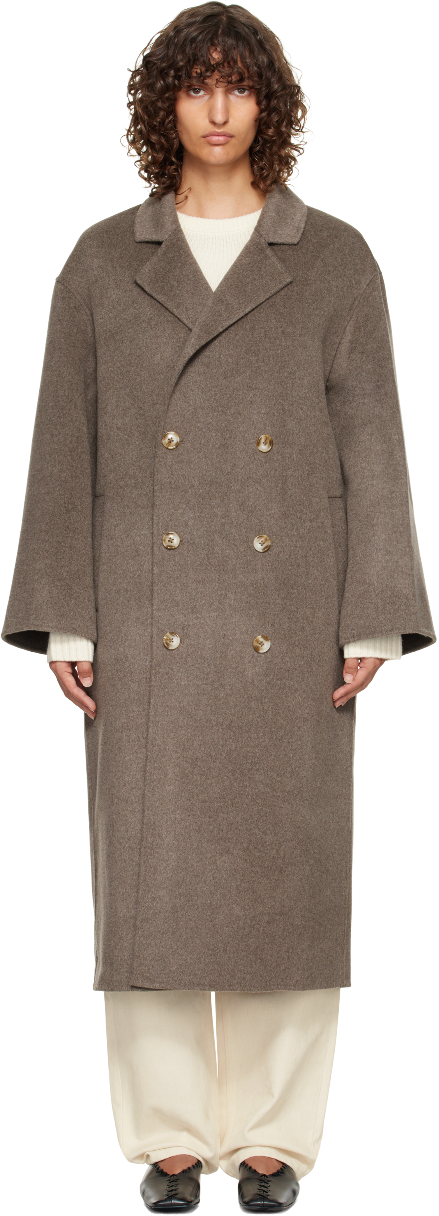 Loulou De Saison Borneo Oversized Double-breasted Wool And Cashmere-blend Coat In Brown