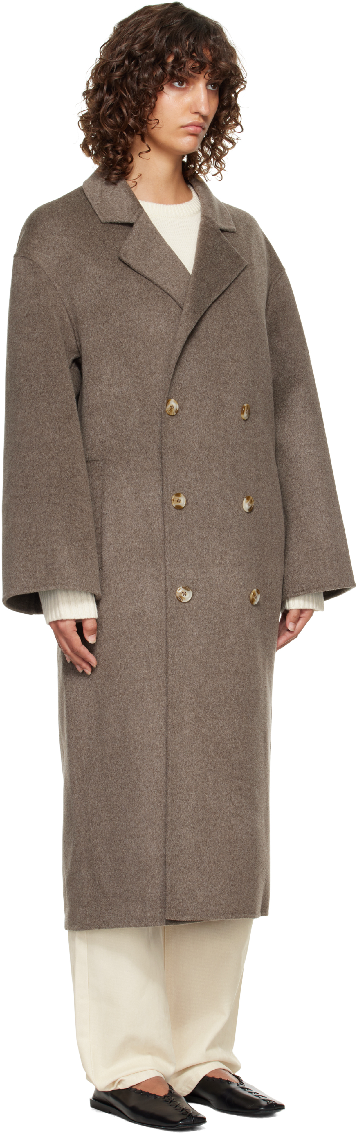 Loulou De Saison Borneo Oversized Double-breasted Wool And Cashmere-blend Coat In Brown