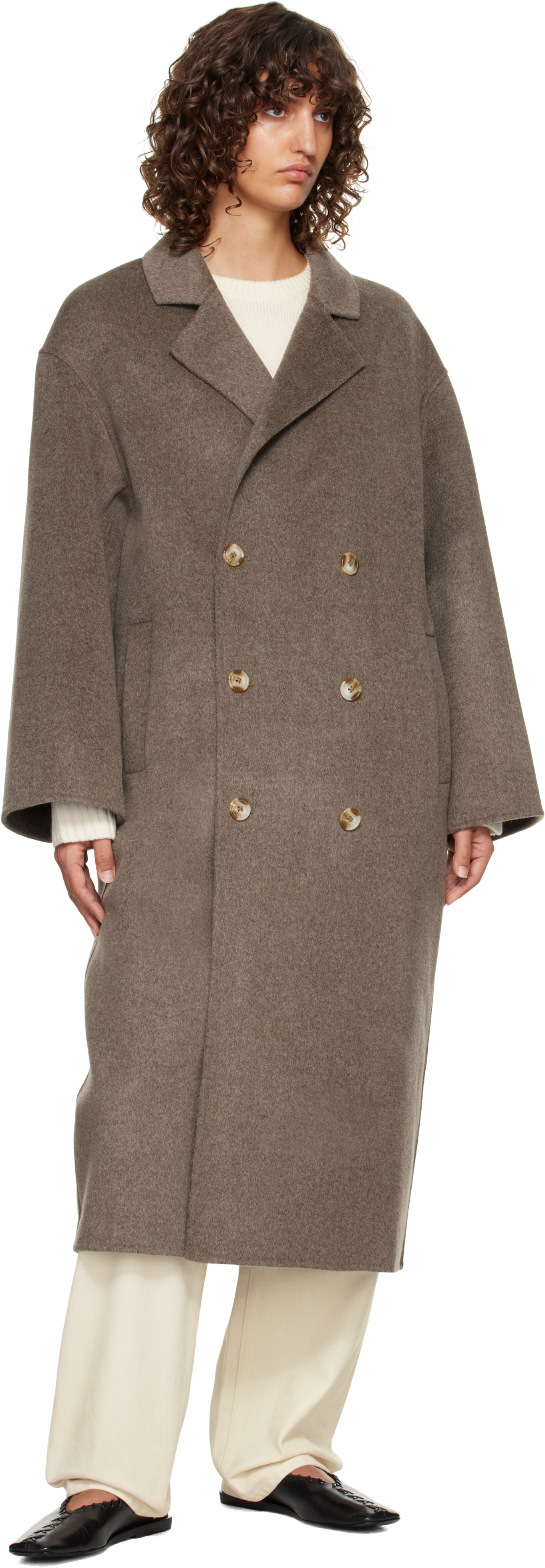 Loulou De Saison Borneo Oversized Double-breasted Wool And Cashmere-blend Coat In Brown