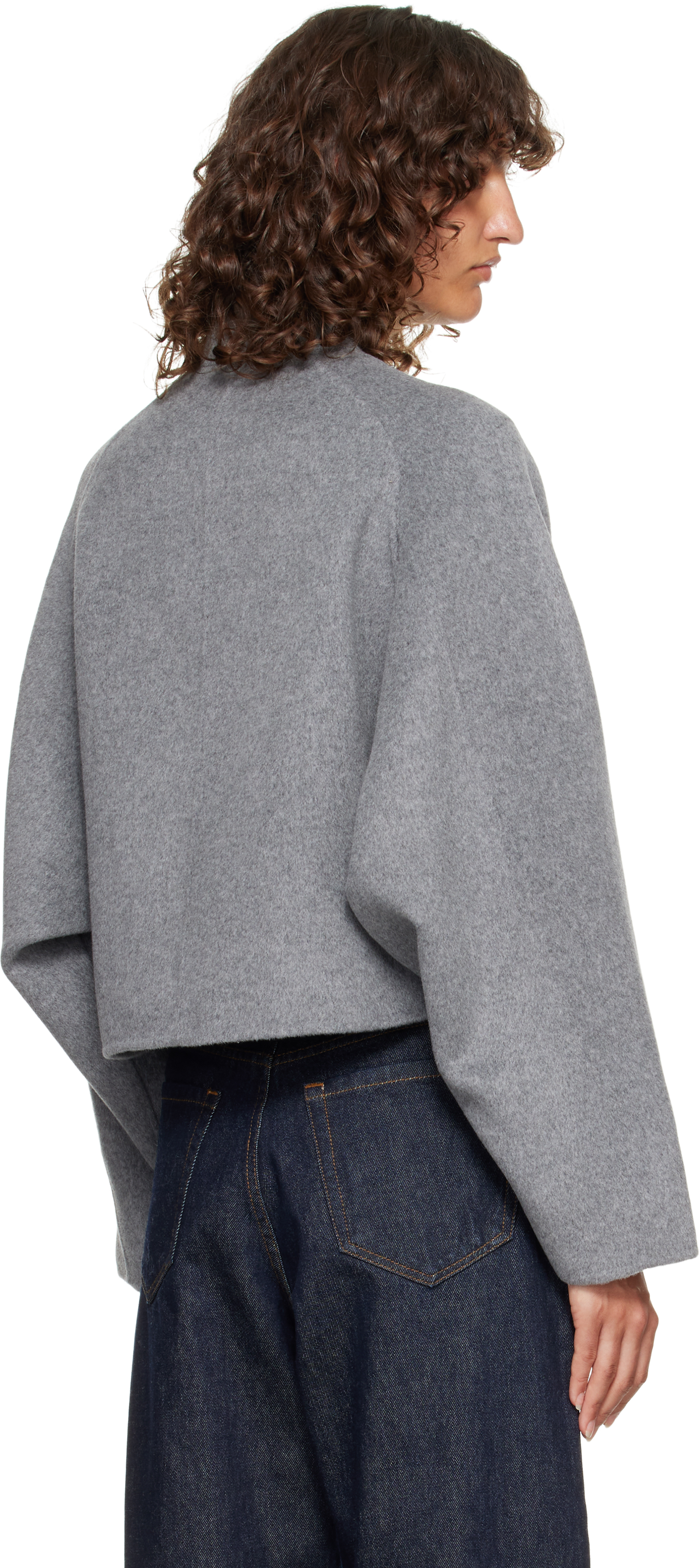 Loulou De Saison Gray Nyma Wool Drap Jacket In Gray