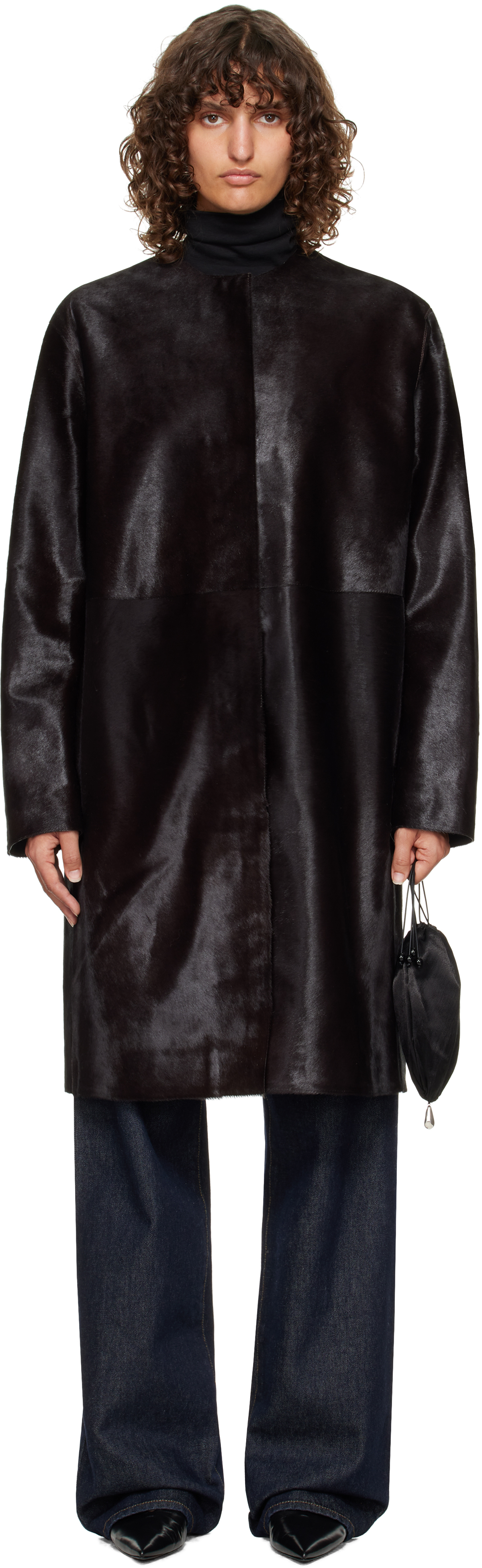 Loulou De Saison Brown Miller Pony Effect Leather Coat In Brown