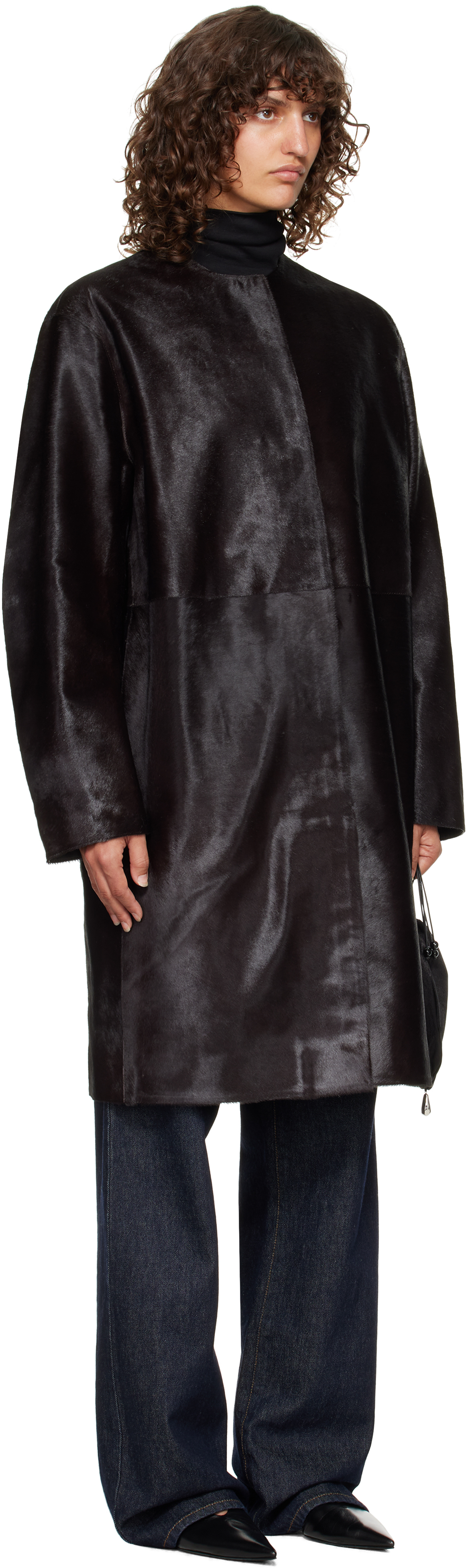 Loulou De Saison Brown Miller Pony Effect Leather Coat In Brown