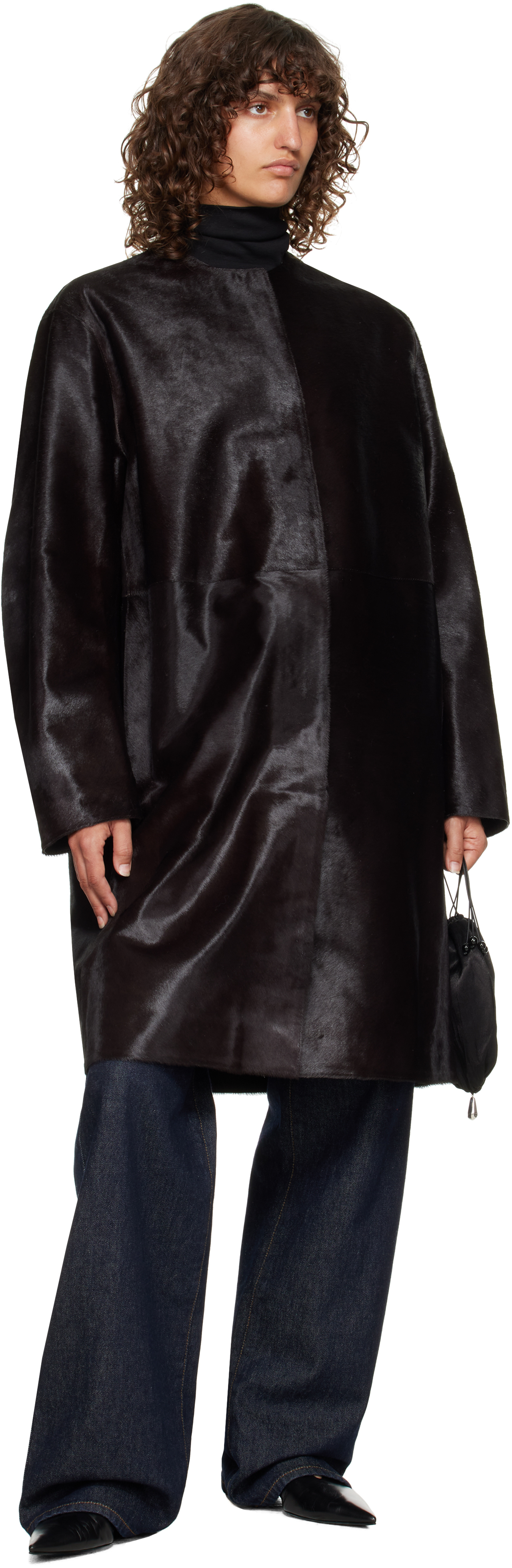 Loulou De Saison Brown Miller Pony Effect Leather Coat In Brown