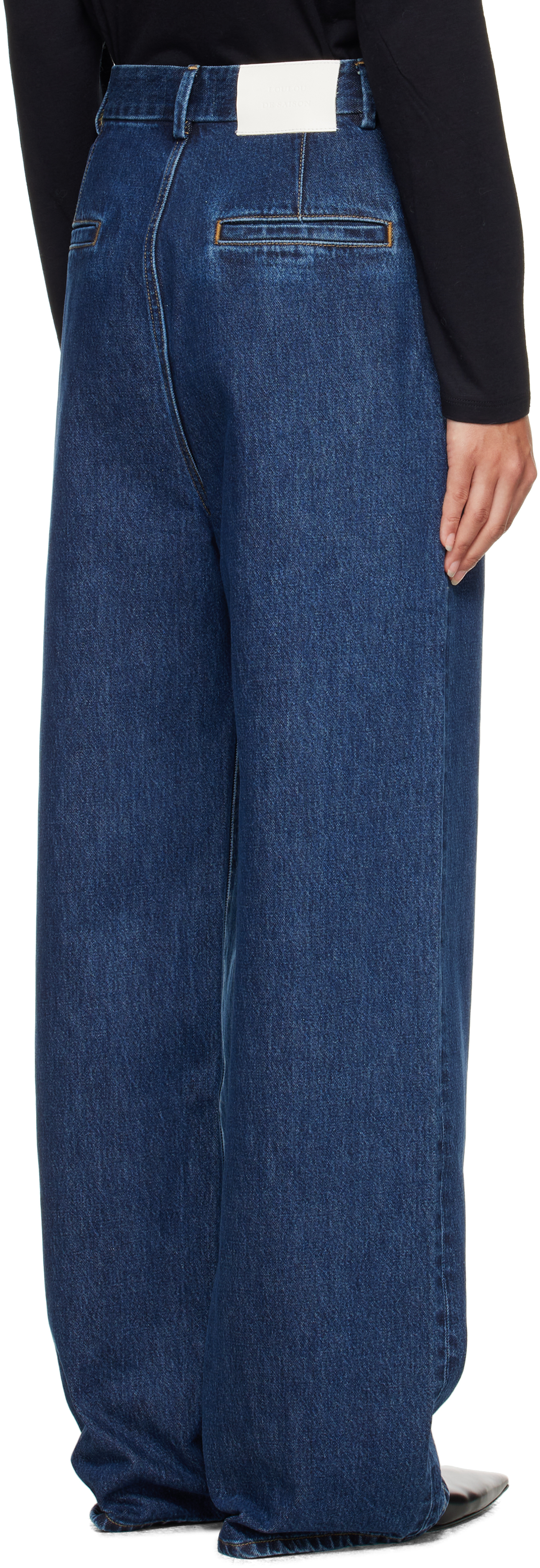 Loulou De Saison Pleated Straight Leg Jeans In Blue