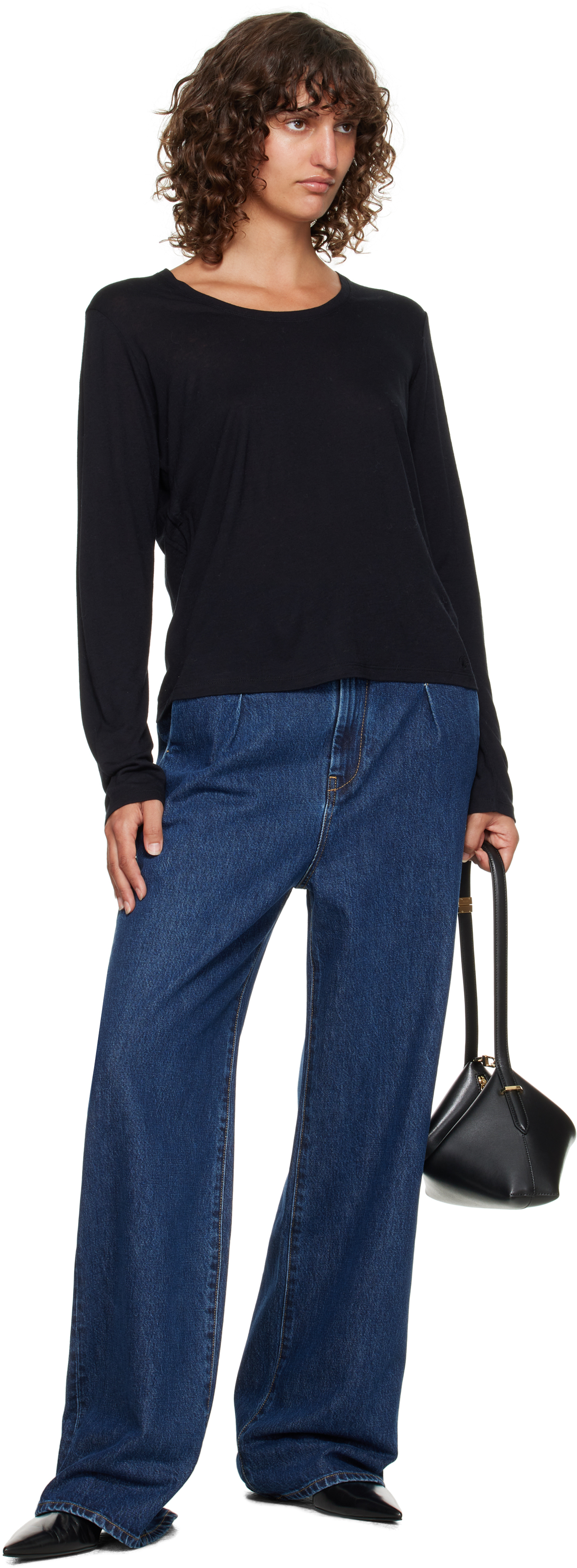 Loulou De Saison Pleated Straight Leg Jeans In Blue
