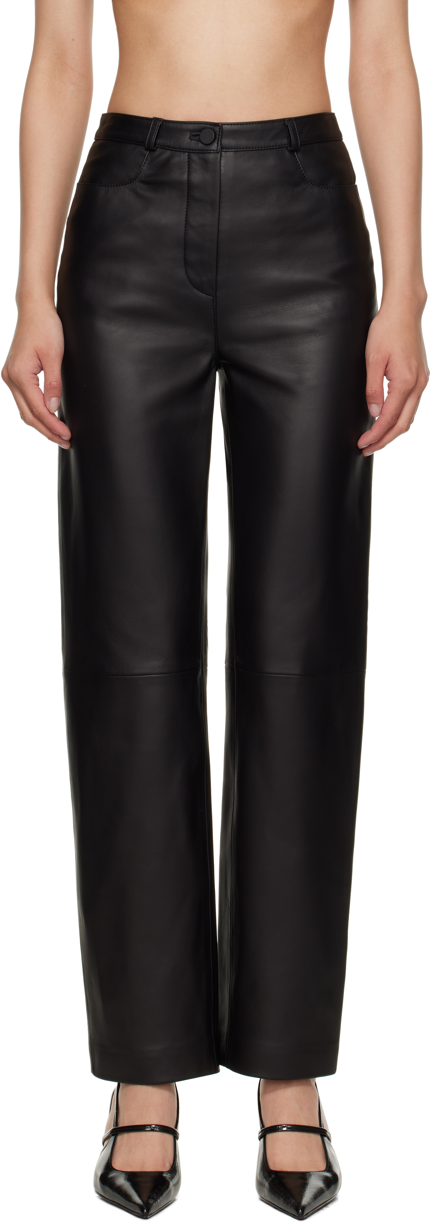 Burgundy Cobe Leather Pants