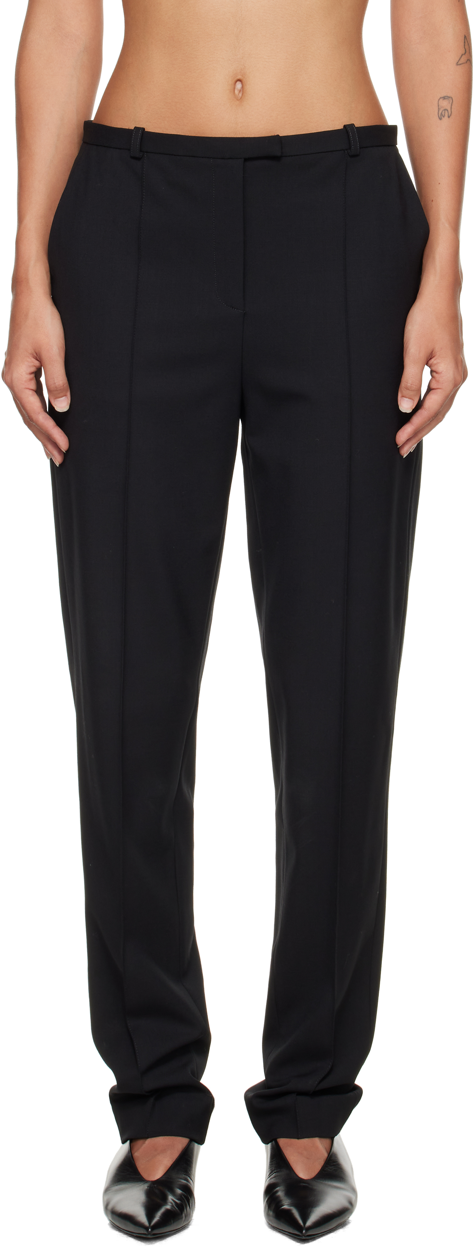 Loulou De Saison Pleat-detail Straight Trousers In Black