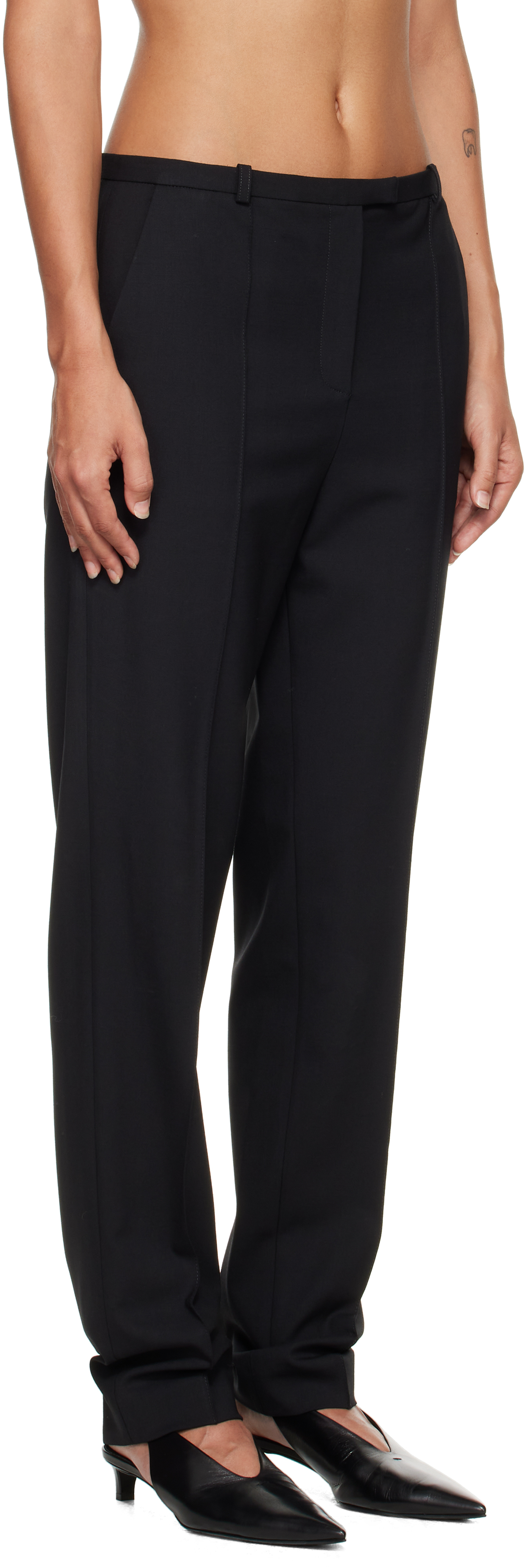 Loulou De Saison Pleat-detail Straight Trousers In Black