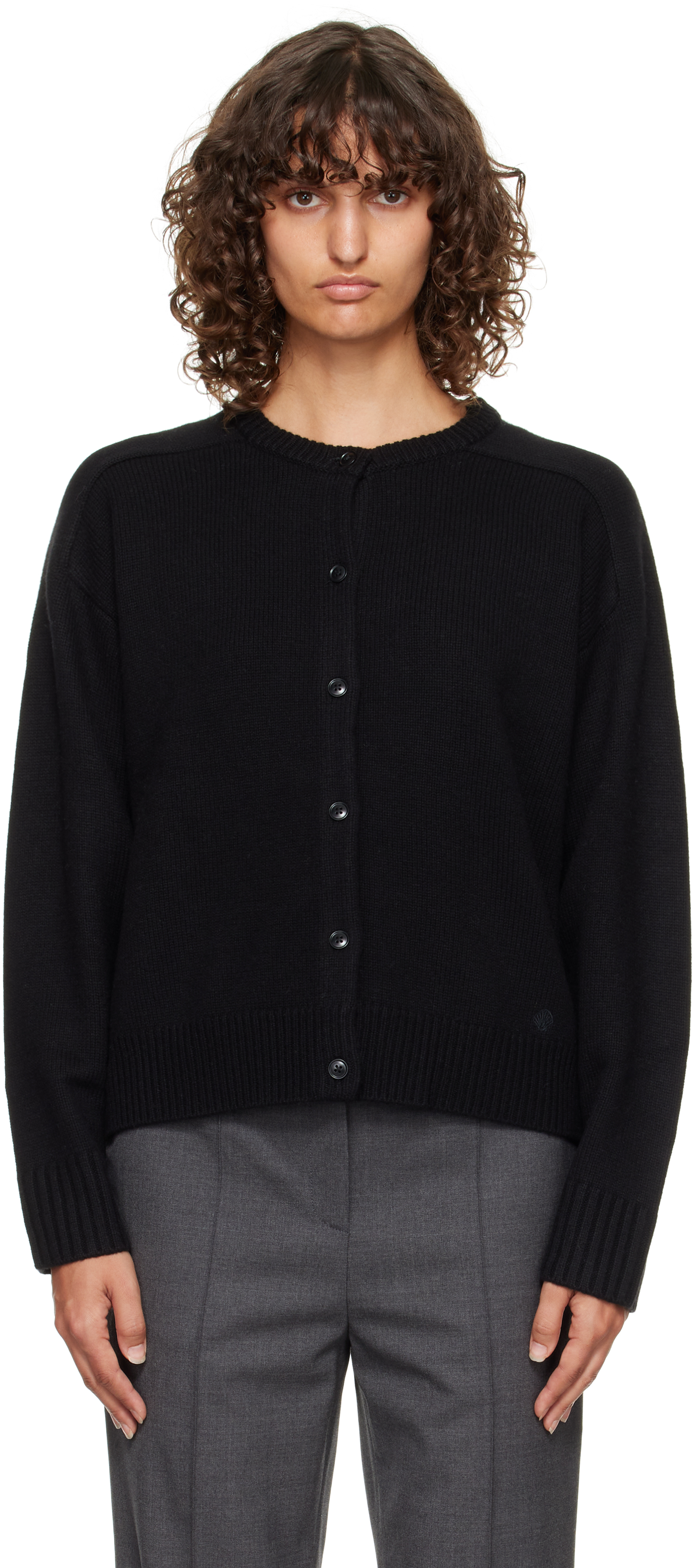 Loulou De Saison Black Aidar Lds Cashmere Blend Cardigan In Black
