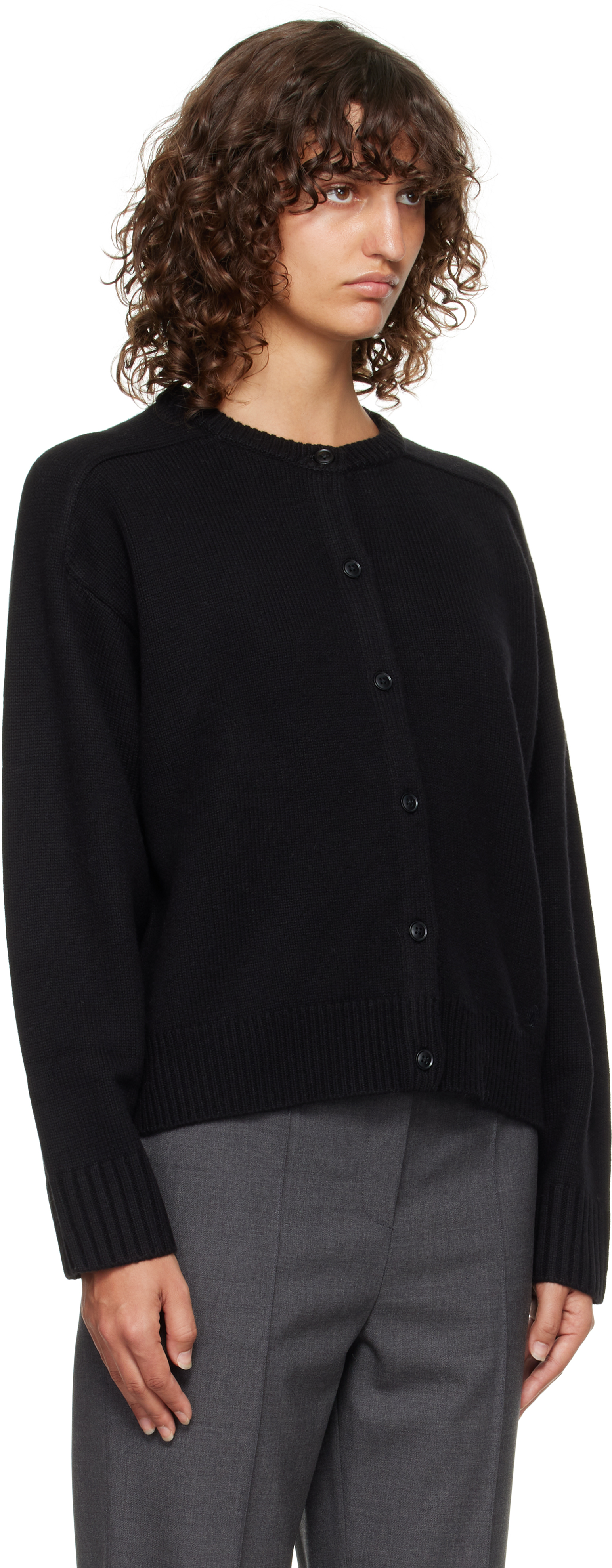 Loulou De Saison Black Aidar Lds Cashmere Blend Cardigan In Black