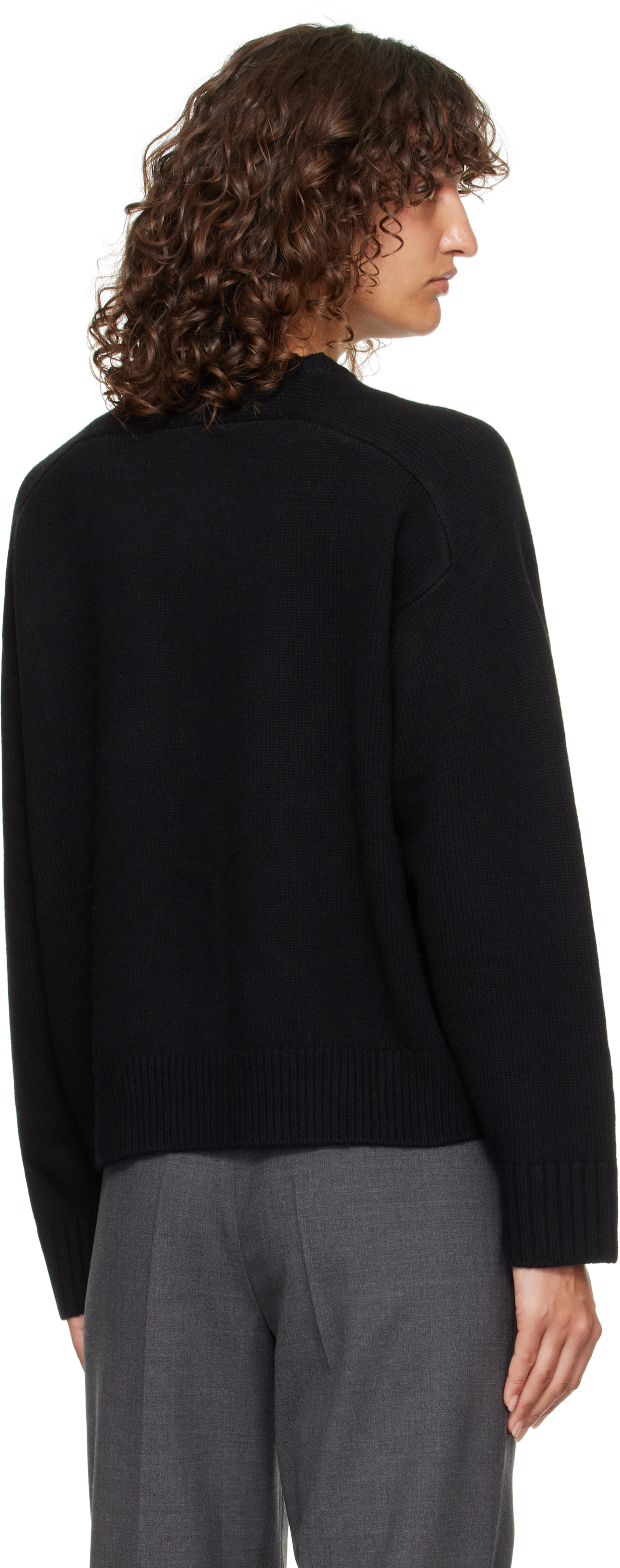 Loulou De Saison Black Aidar Lds Cashmere Blend Cardigan In Black