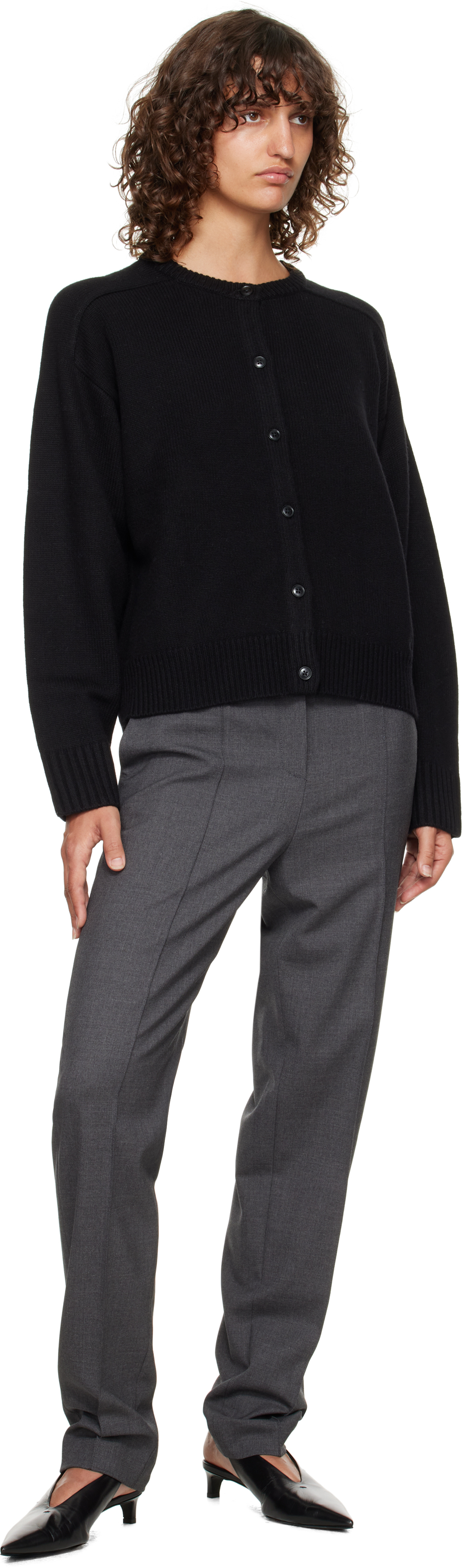 Loulou De Saison Black Aidar Lds Cashmere Blend Cardigan In Black