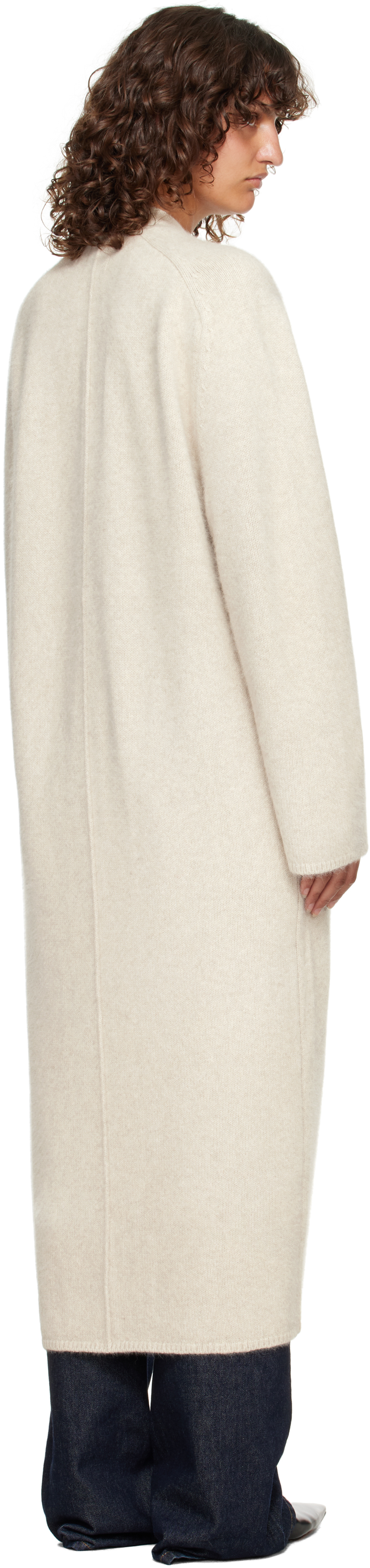 Loulou De Saison Off-white Smet Yak Blend Maxi Cardigan In Gray