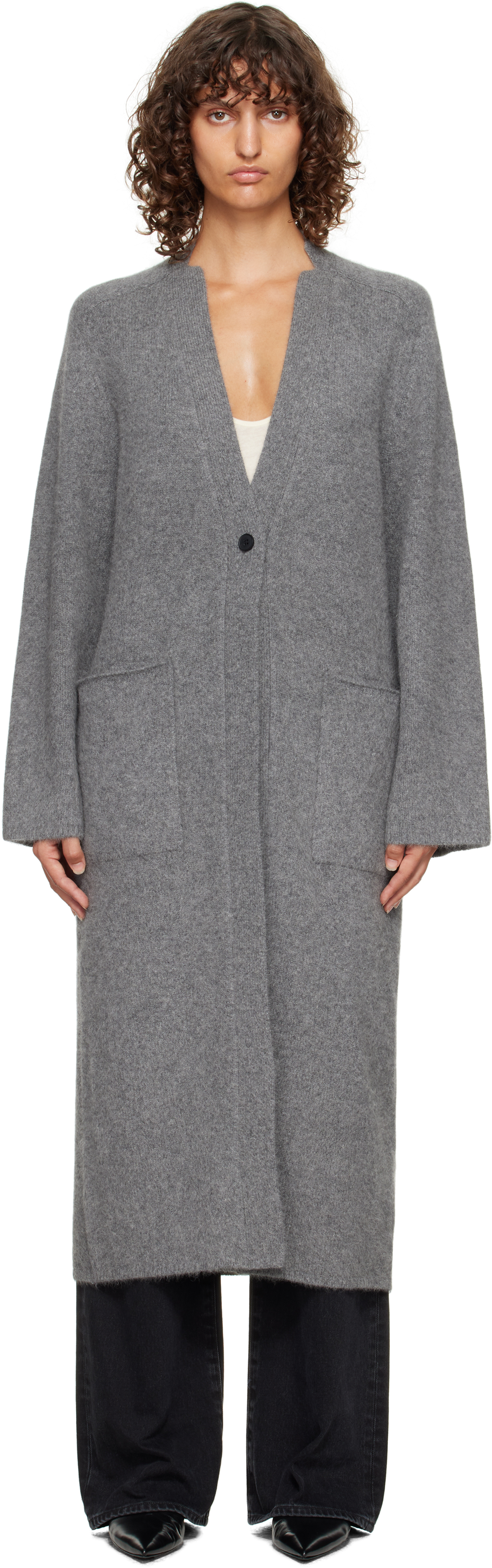 Loulou De Saison Gray Smet Yak Blend Maxi Cardigan In Gray