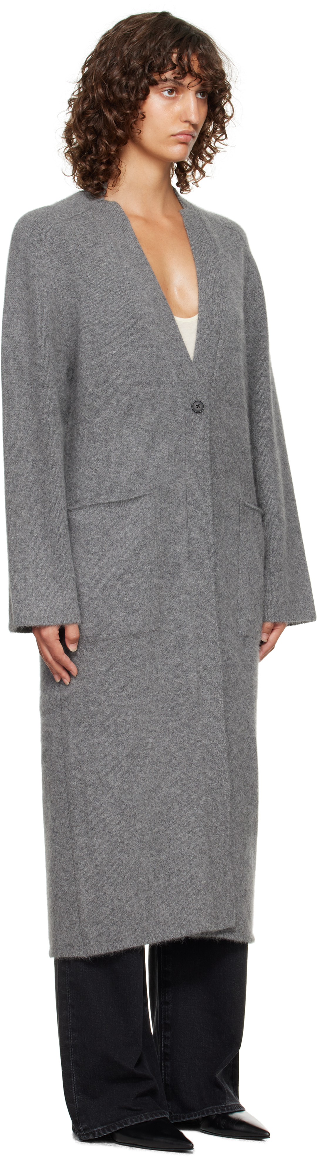 Loulou De Saison Gray Smet Yak Blend Maxi Cardigan In Gray