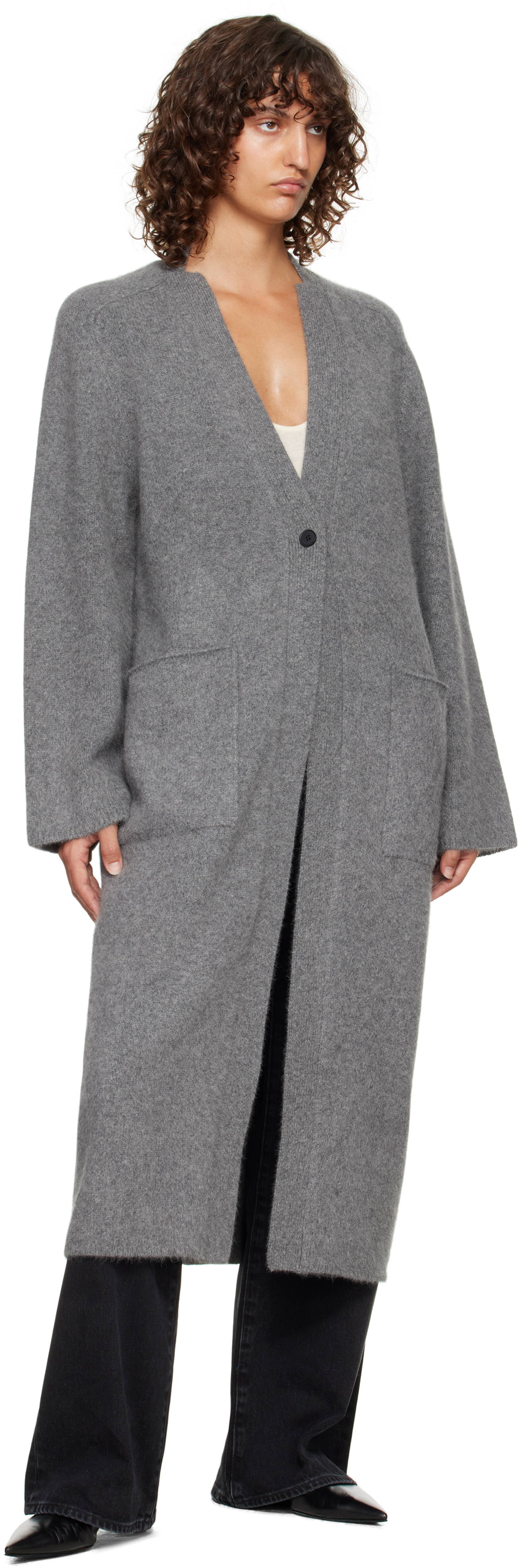 Loulou De Saison Gray Smet Yak Blend Maxi Cardigan In Gray