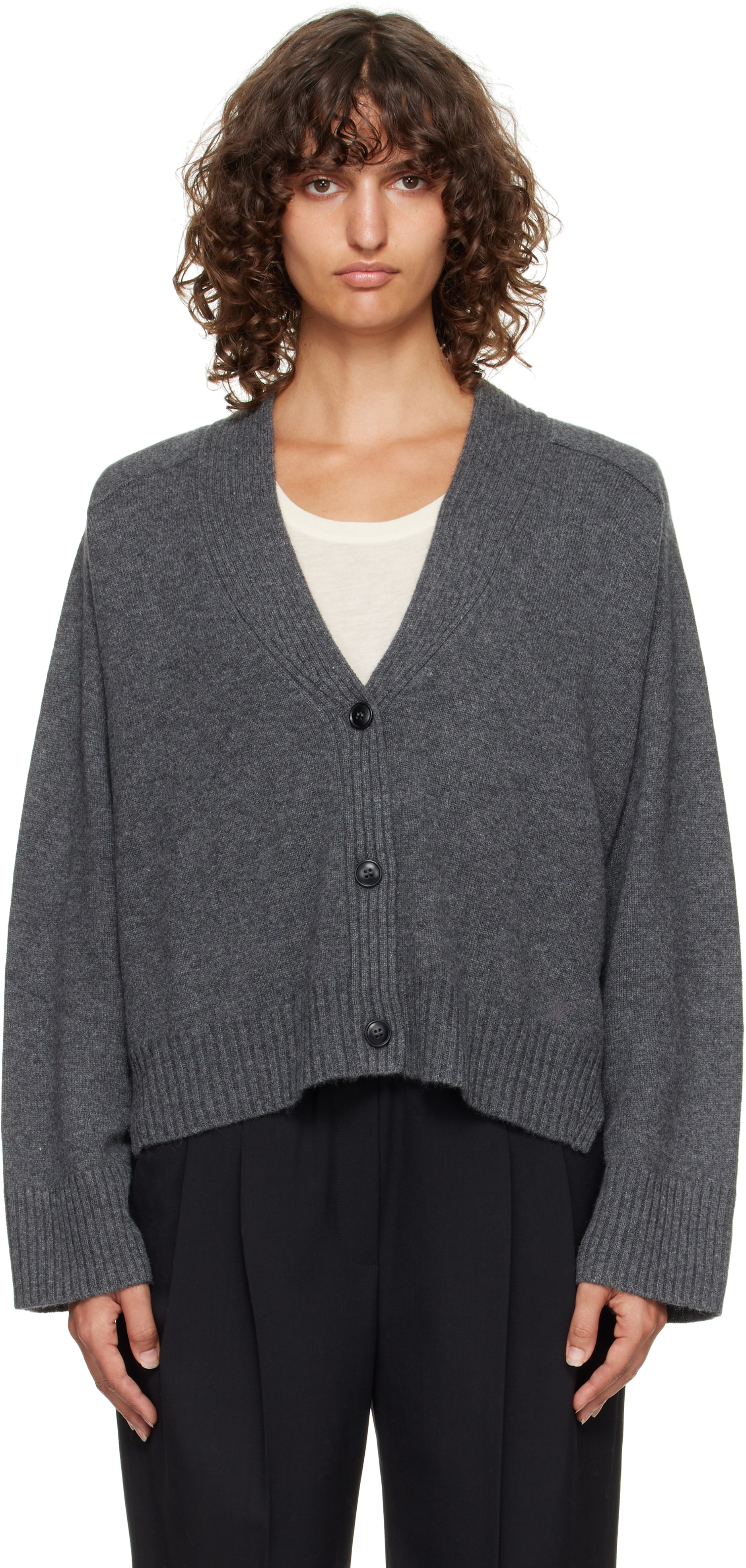 Loulou De Saison Button-front Cashmere Cardigan In Gray