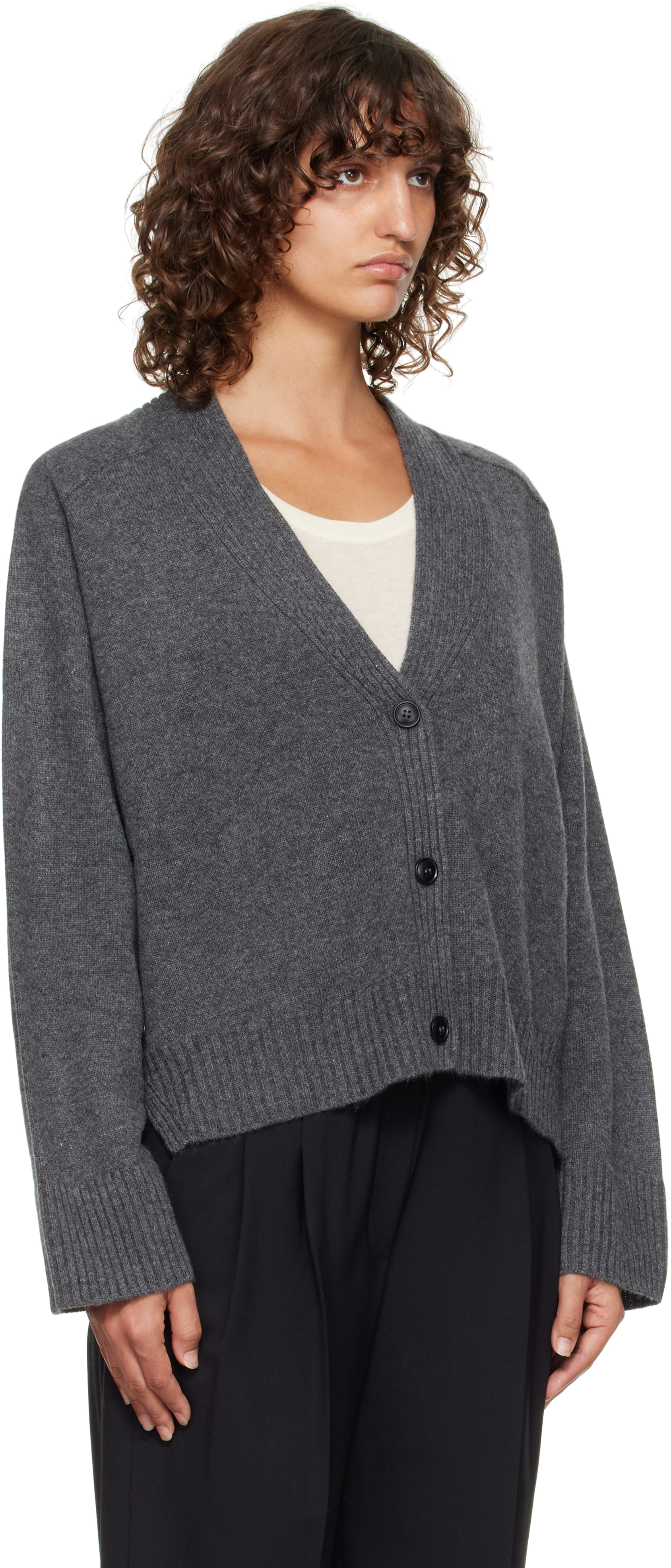 Loulou De Saison Button-front Cashmere Cardigan In Gray