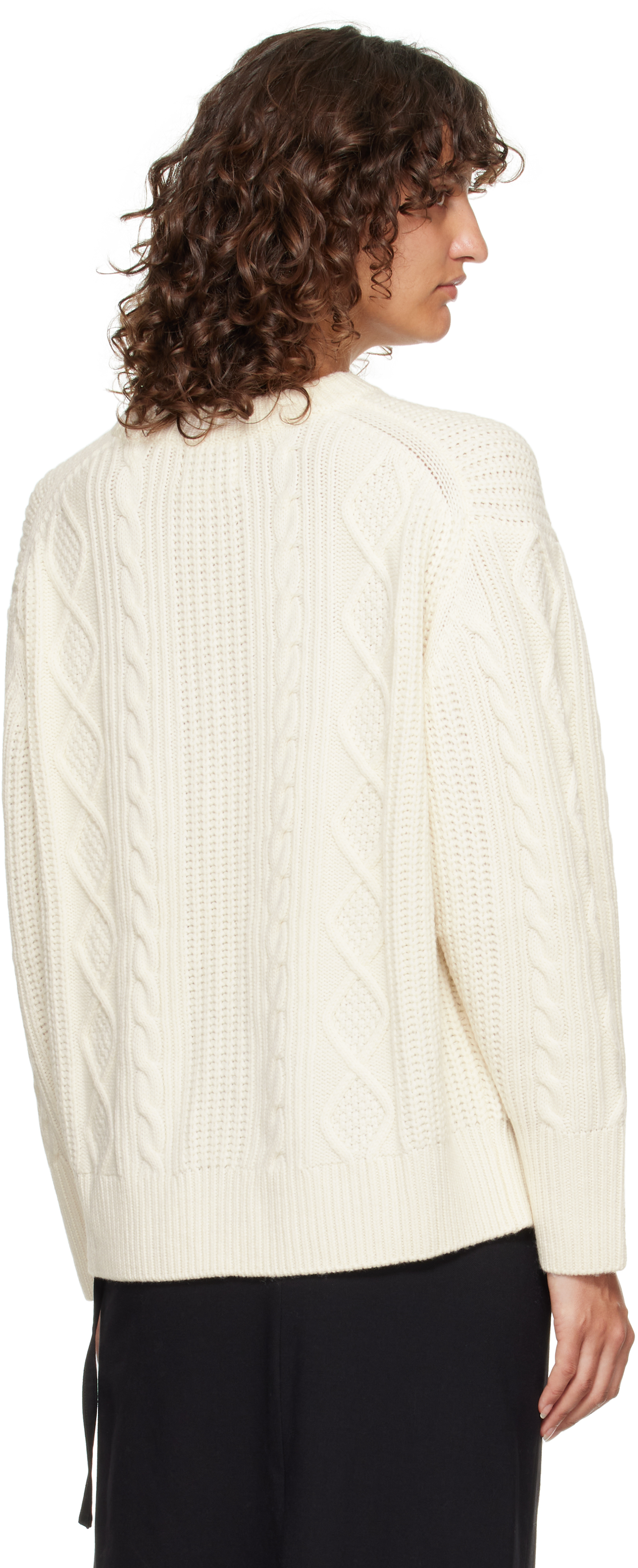 Loulou De Saison Silva Cable Knit Sweater In White