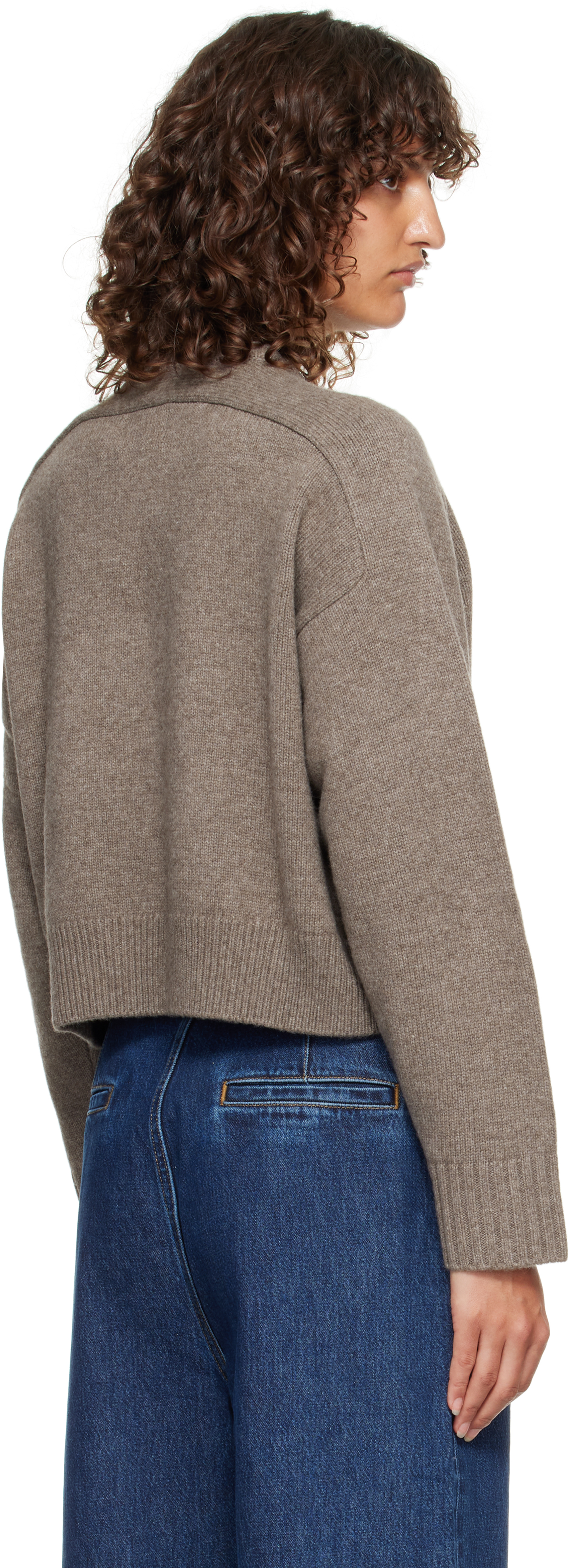 Loulou De Saison Taupe Bruzzi Lds Boxy Cashmere Sweater In Gray