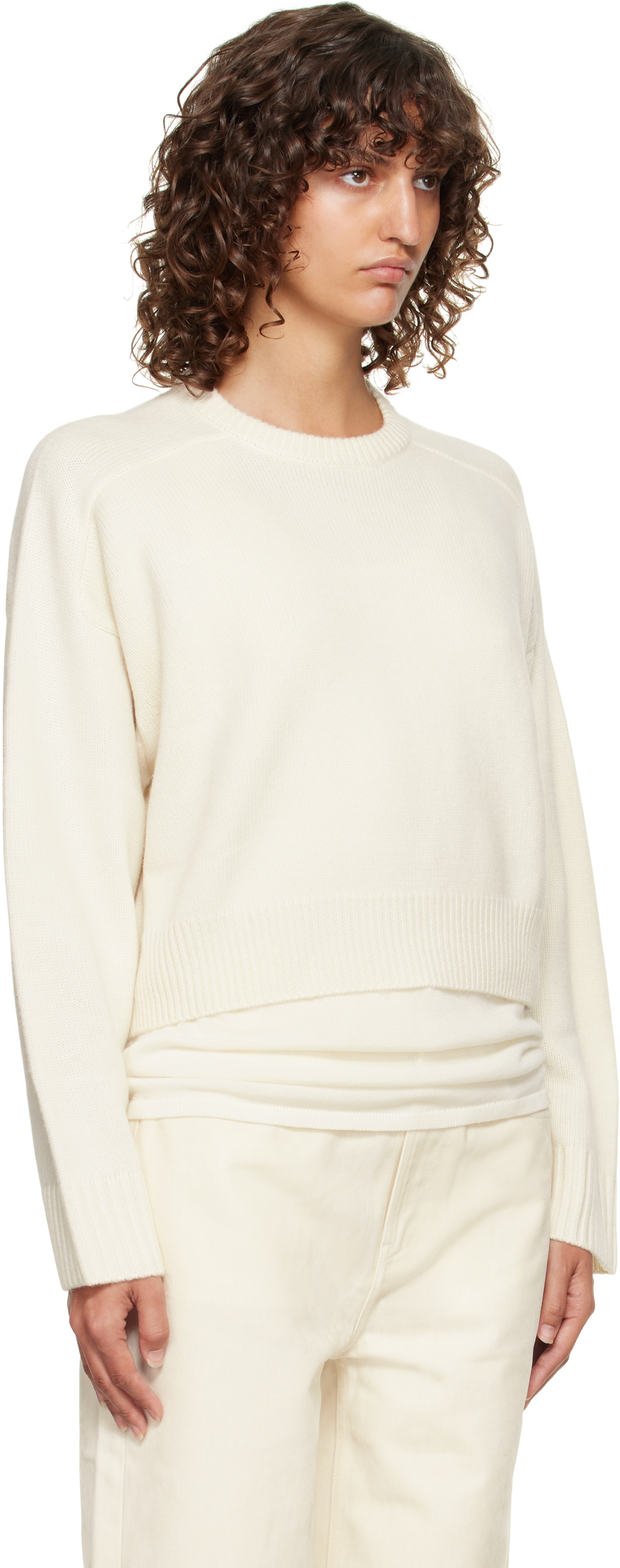 Loulou De Saison Off-white Bruzzi Lds Boxy Cashmere Sweater In White