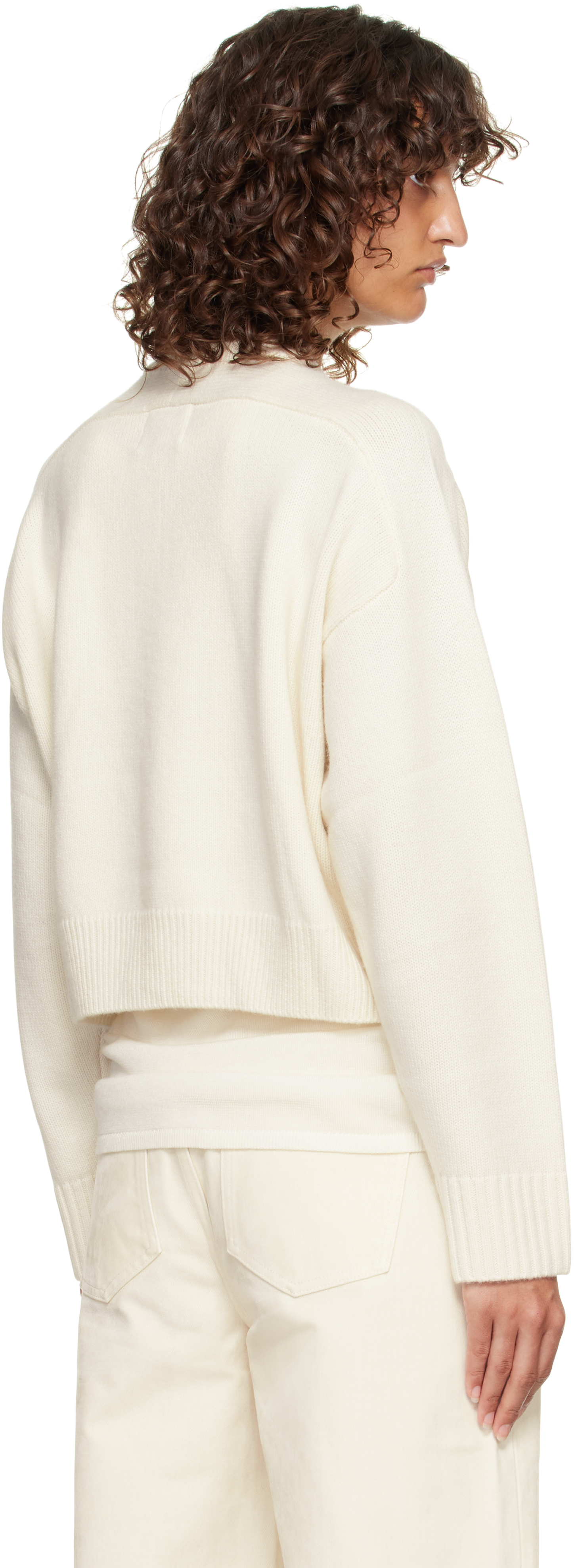 Loulou De Saison Off-white Bruzzi Lds Boxy Cashmere Sweater In White